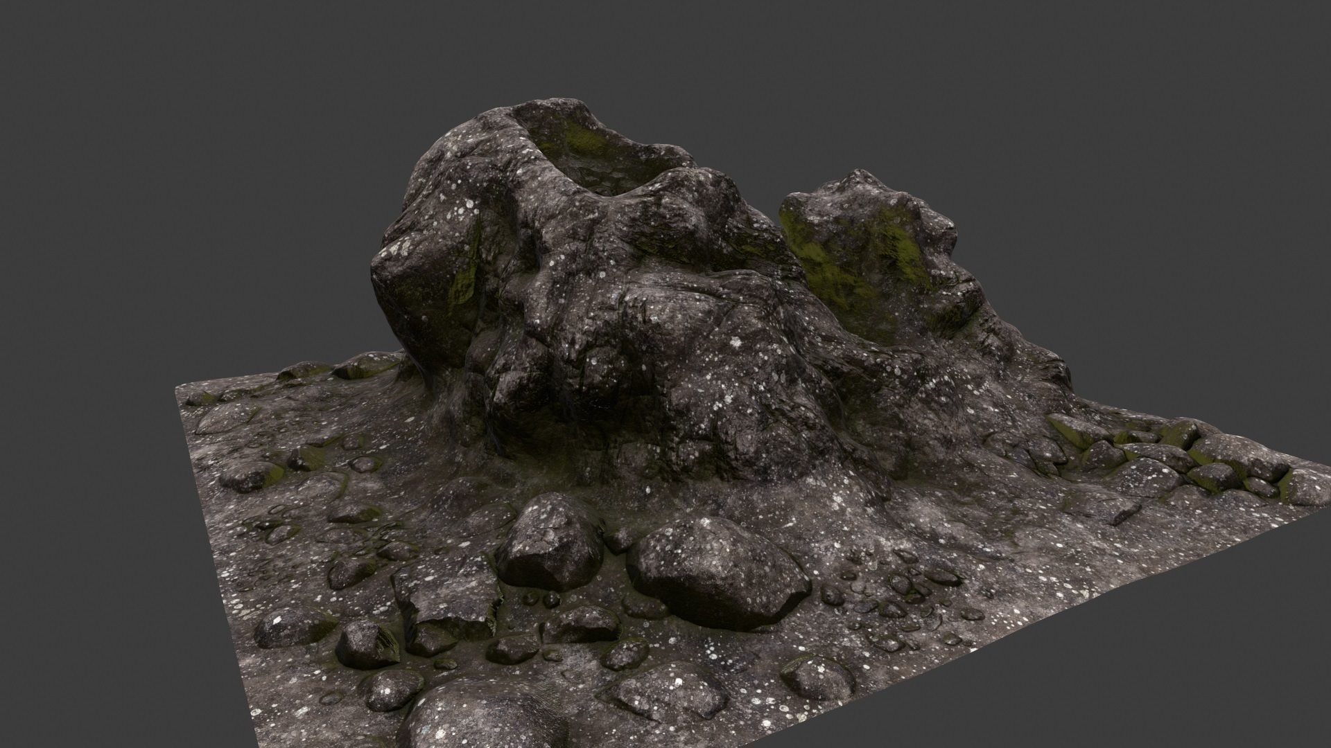 Rock mountain with rocks 3D model_4