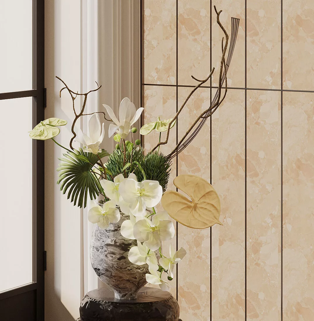 Floral arrangement in vase 3D model