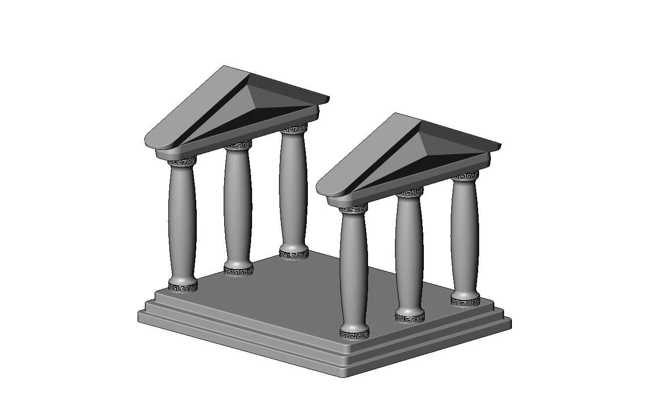 Rounded pillars Parthenon alter miniature with steps 3D print model