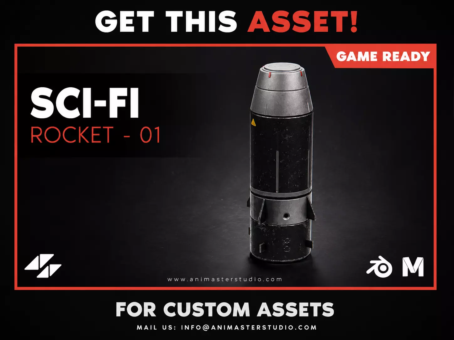 Sci-Fi Rocket 01 - PBR Game Ready Low-poly 3D model