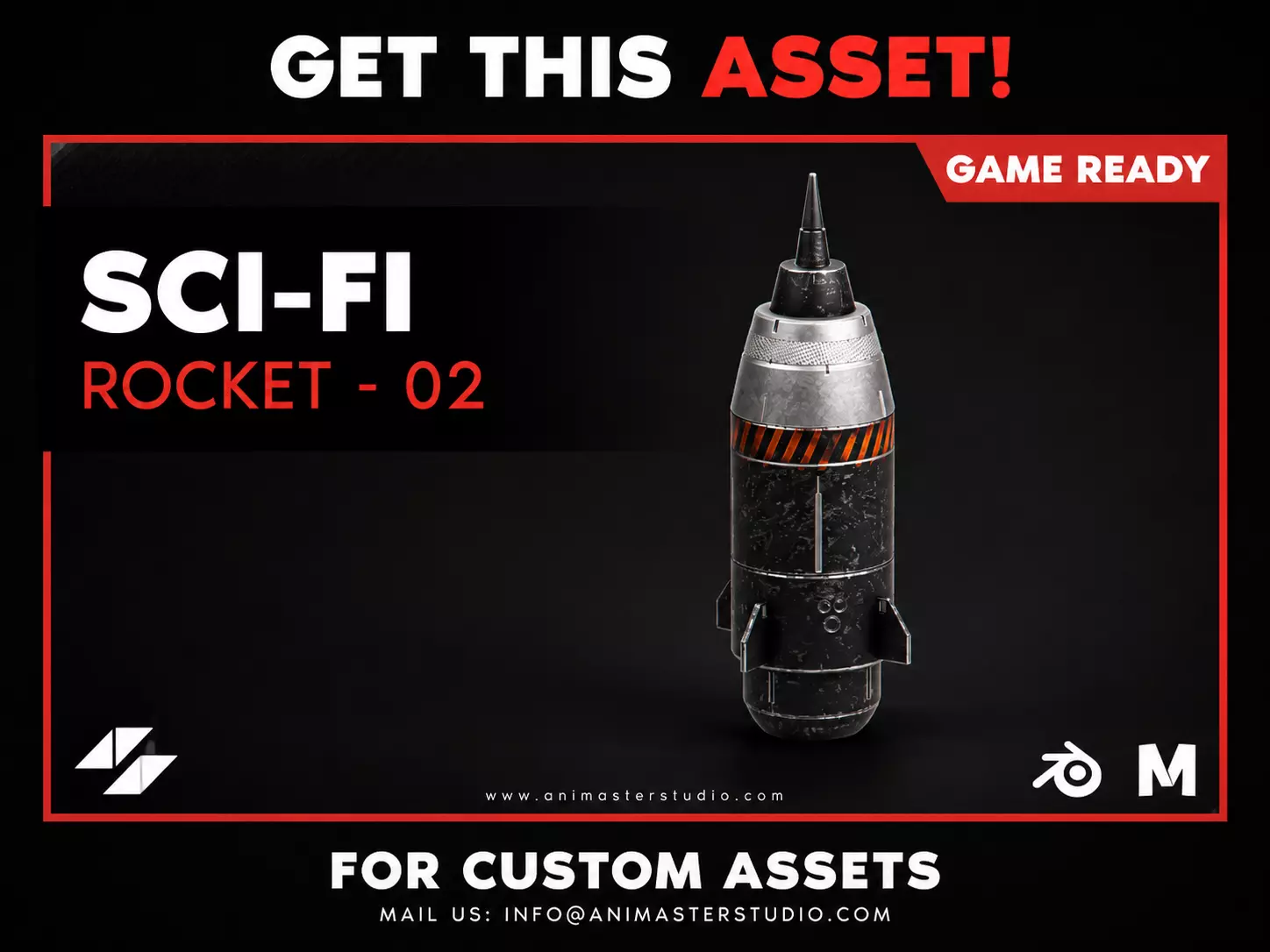 Sci-Fi Rocket 02 - PBR Game Ready Low-poly 3D model