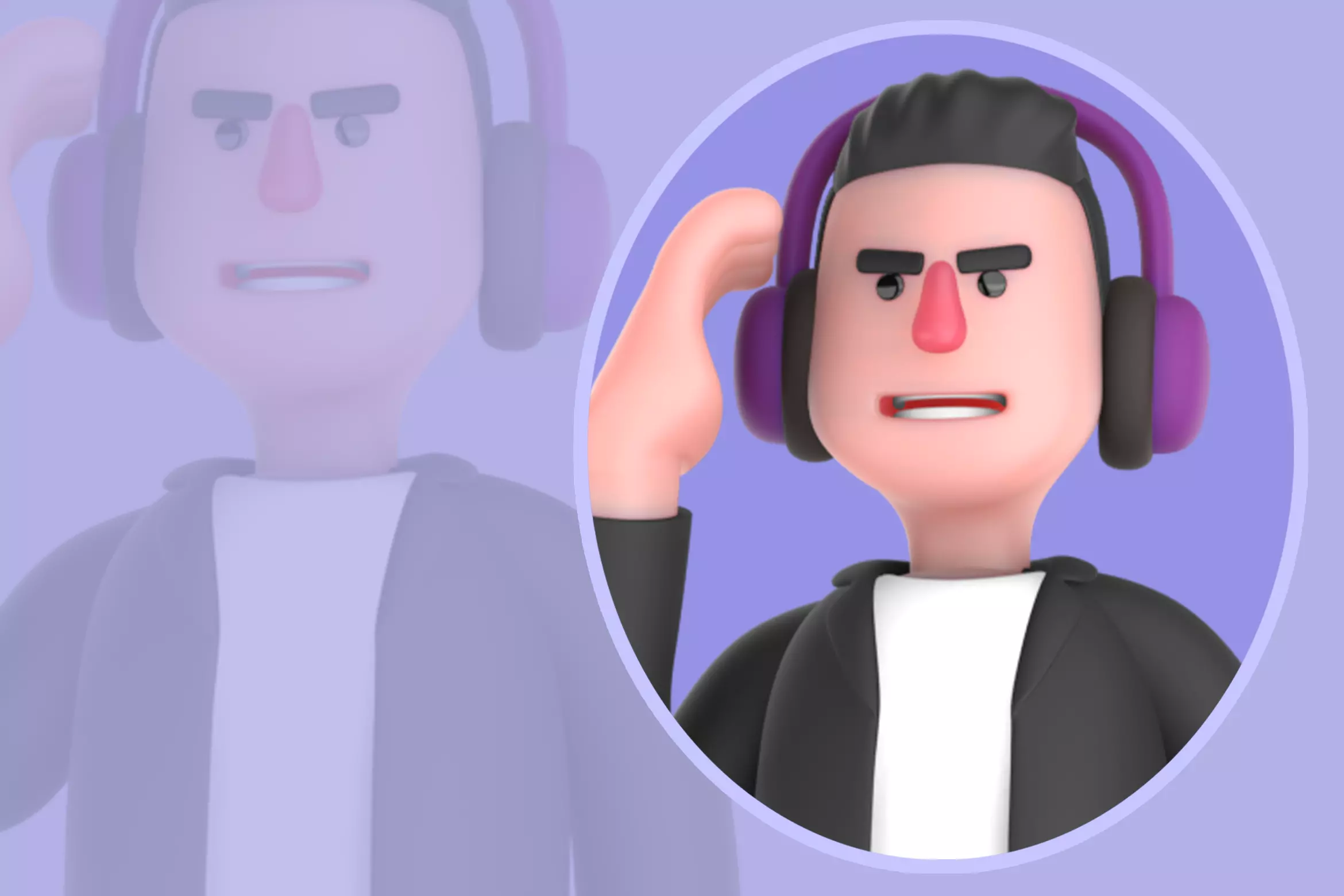 Stylized 3D Musician Character - Angry Headphone User 3D model