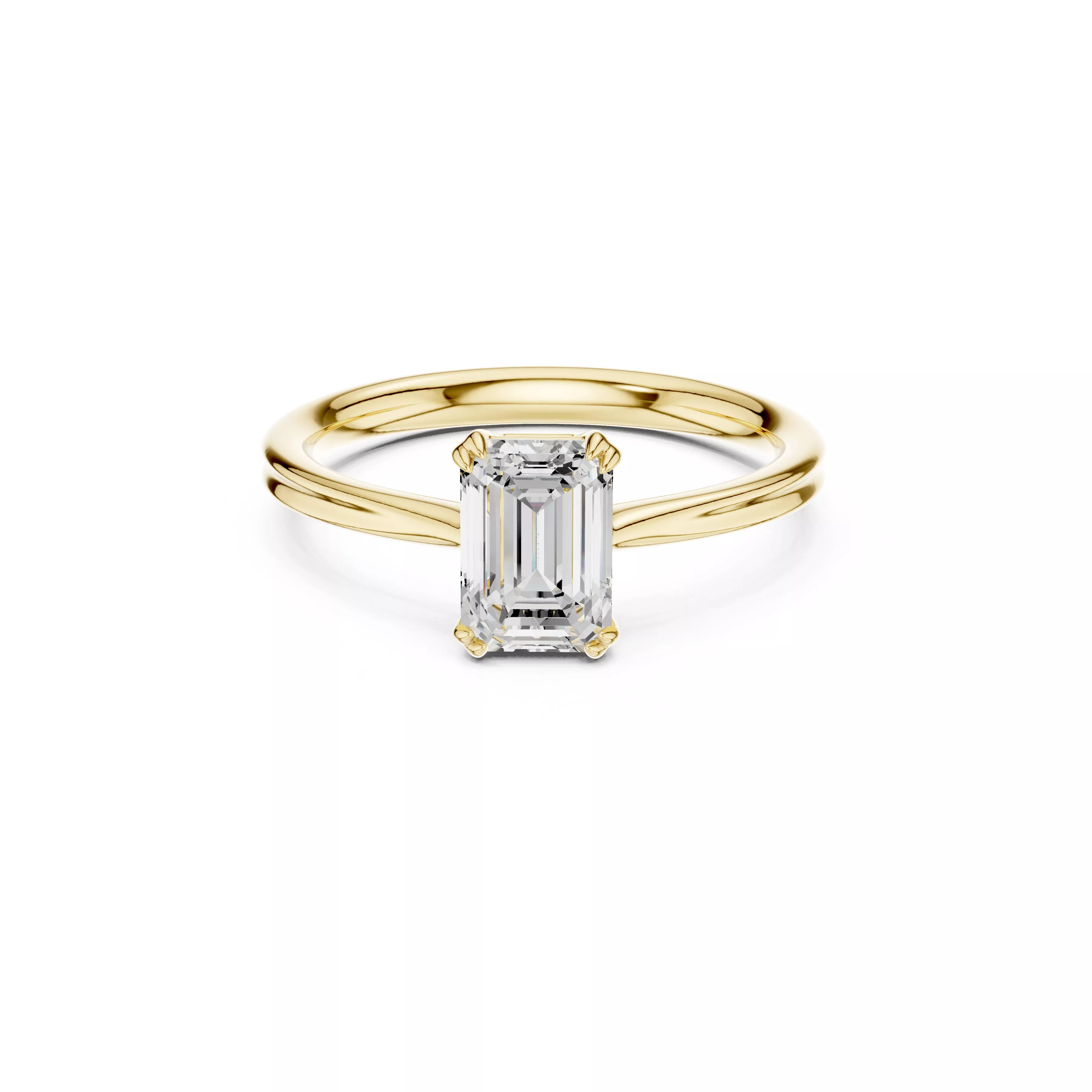 Emerald Cut Solitaire Engagement Ring CAD 3D print model
