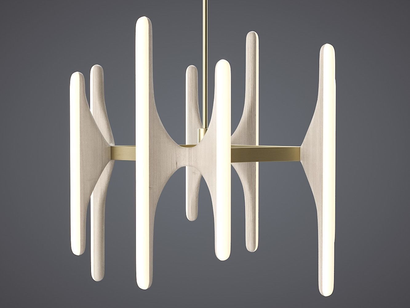 Bleached Ash and Onyx Chandelier 3D model_2