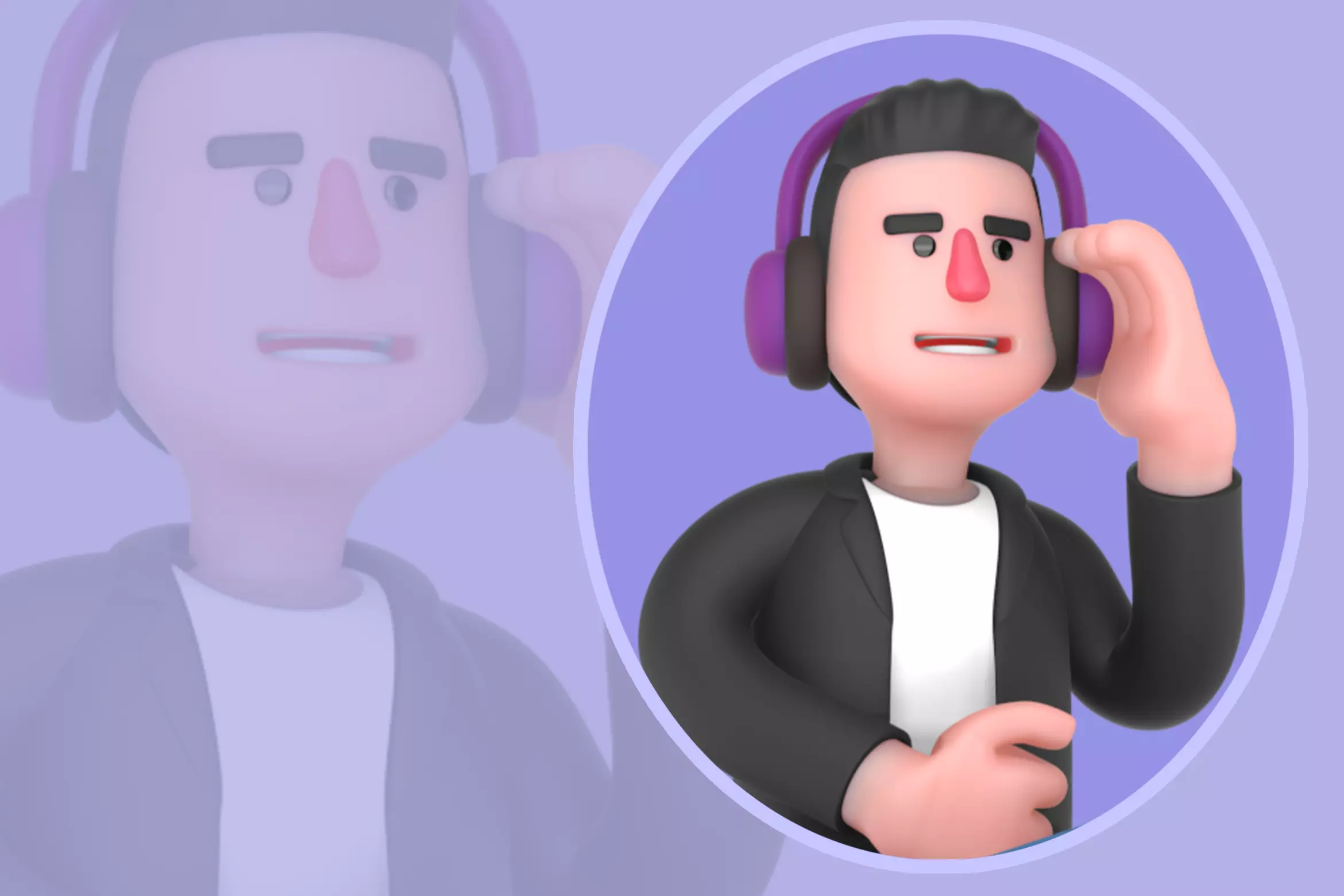 Stylized 3D Musician Character - Relaxed Music Listener 3D model
