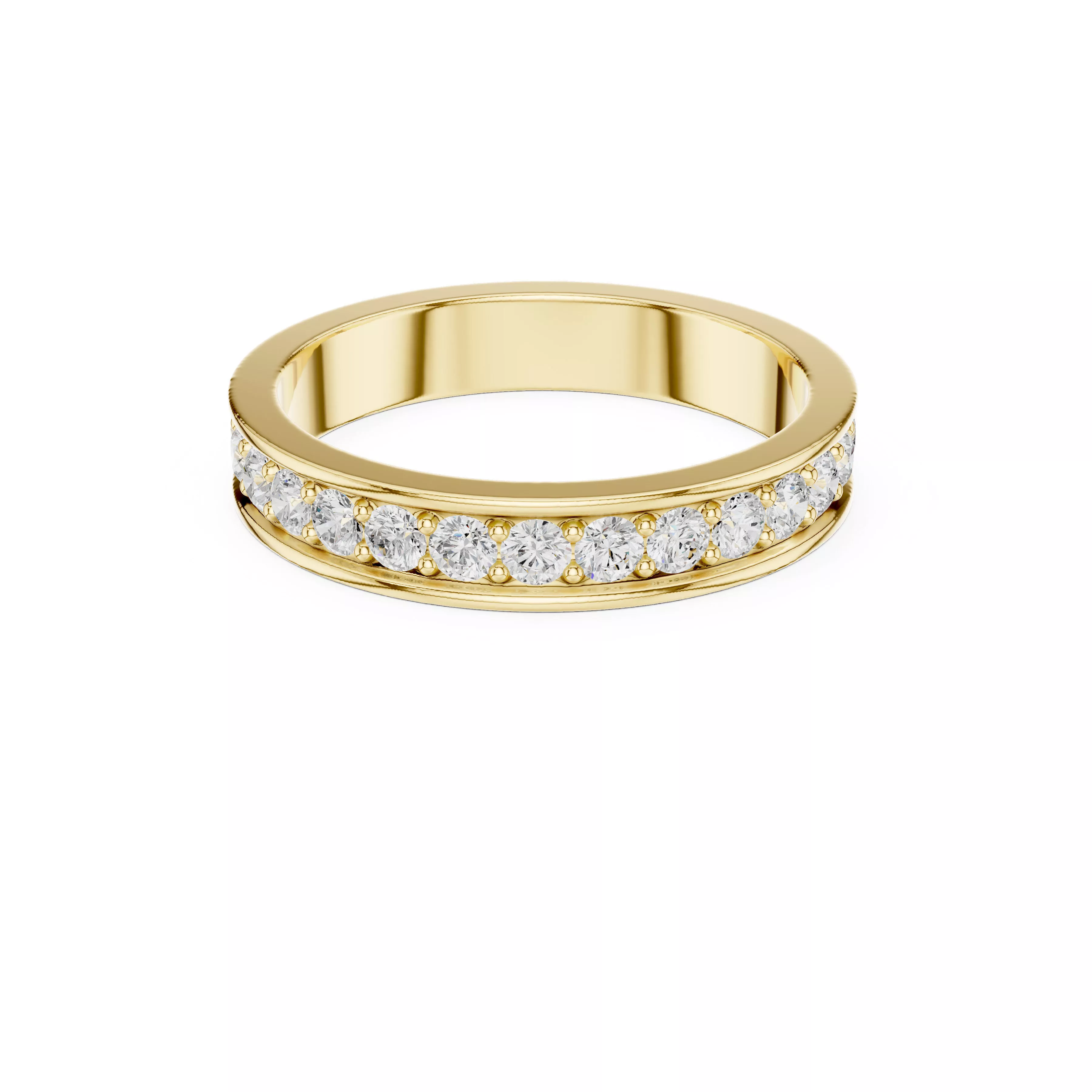 Channel Set Diamond Wedding Band Ring 3D print model