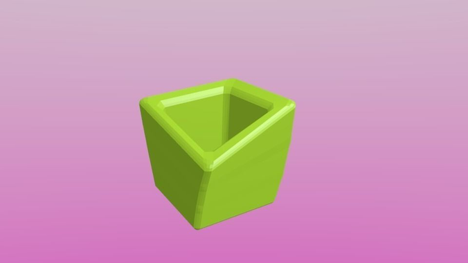 Ceramics porcelain green asymmetric square Ikebana vase