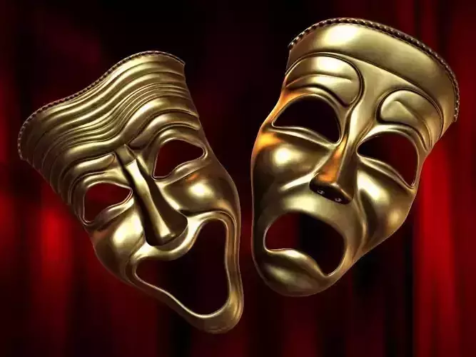 Theatre Happy Sad Masks Low-poly 3D model