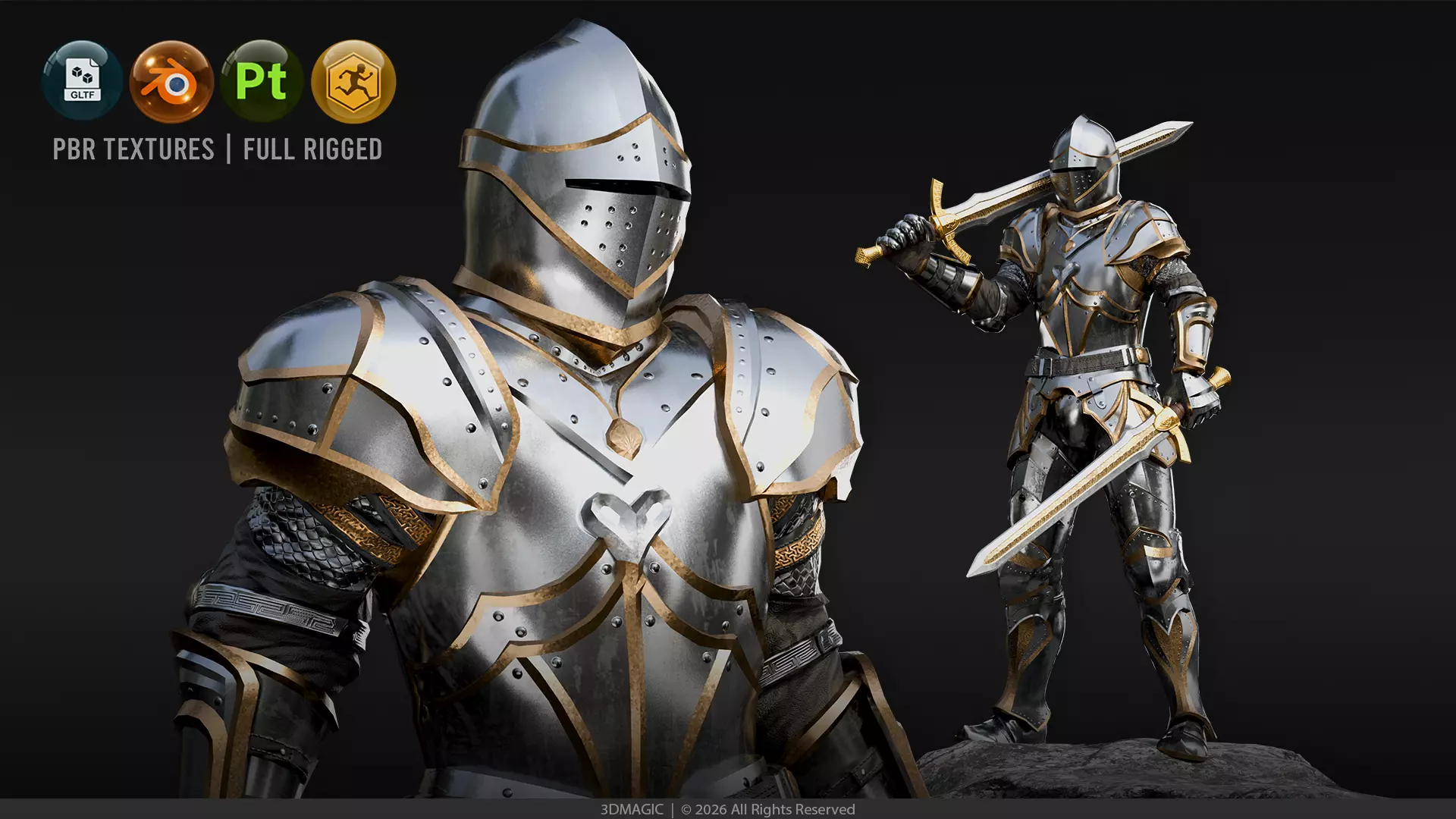 Medieval Knight v2 Low-poly 3D model