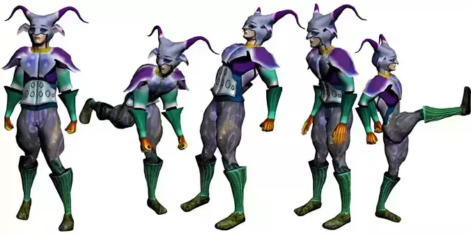 3D Knight-1 animated character with horns
