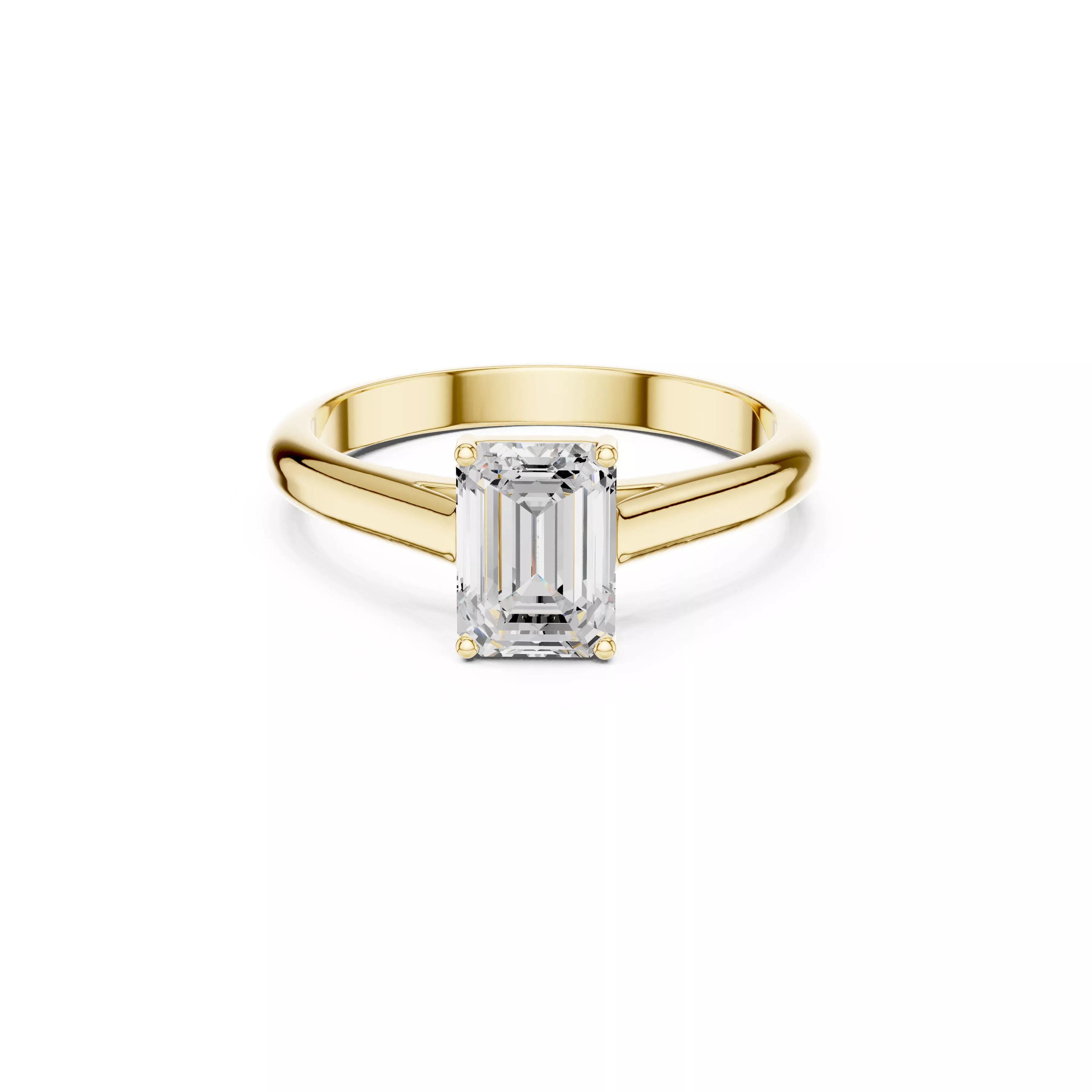 Premium Emerald Cut Solitaire Engagement Ring CAD 3D print model