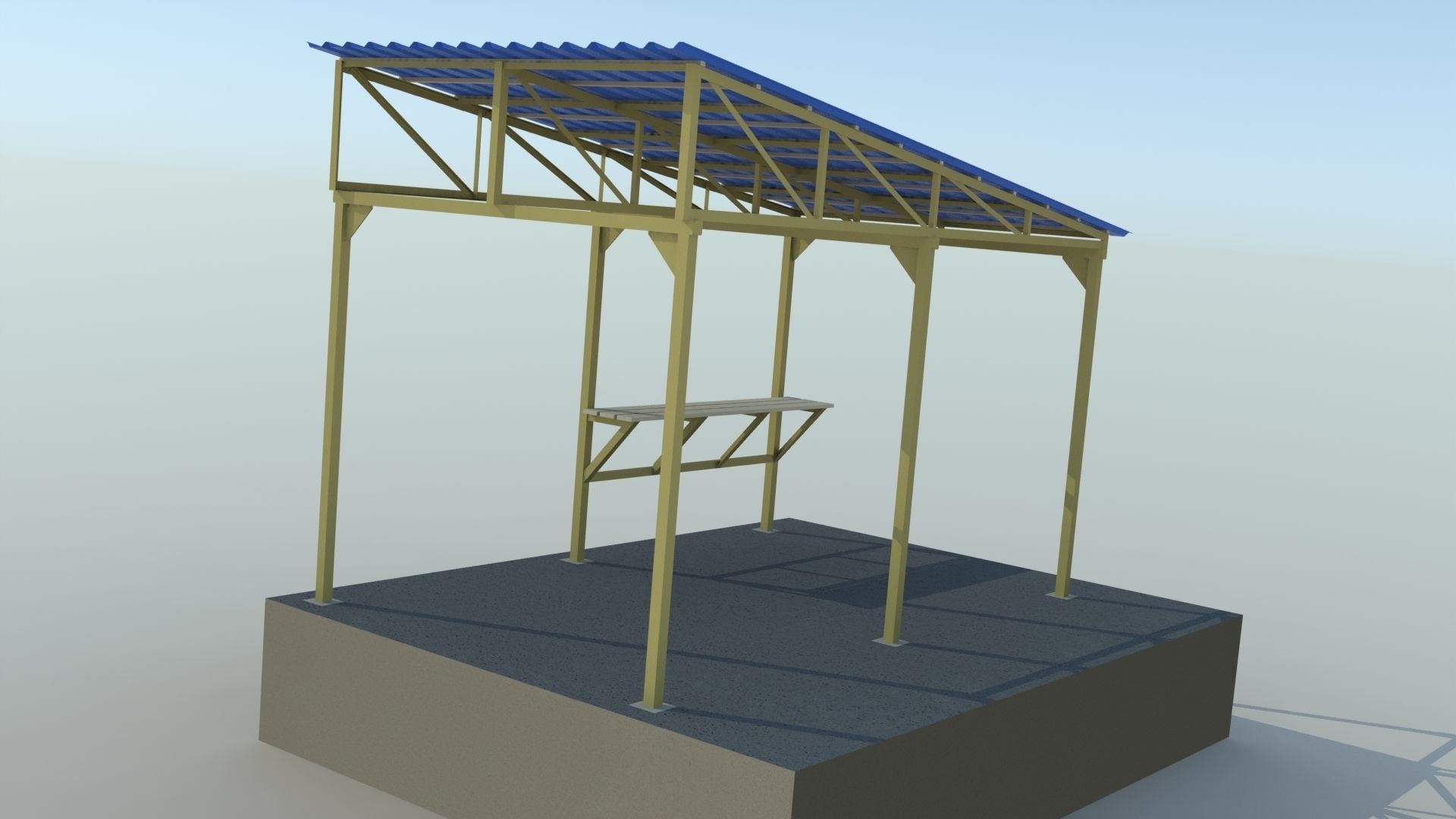 Metal shed Low-poly 3D model_4