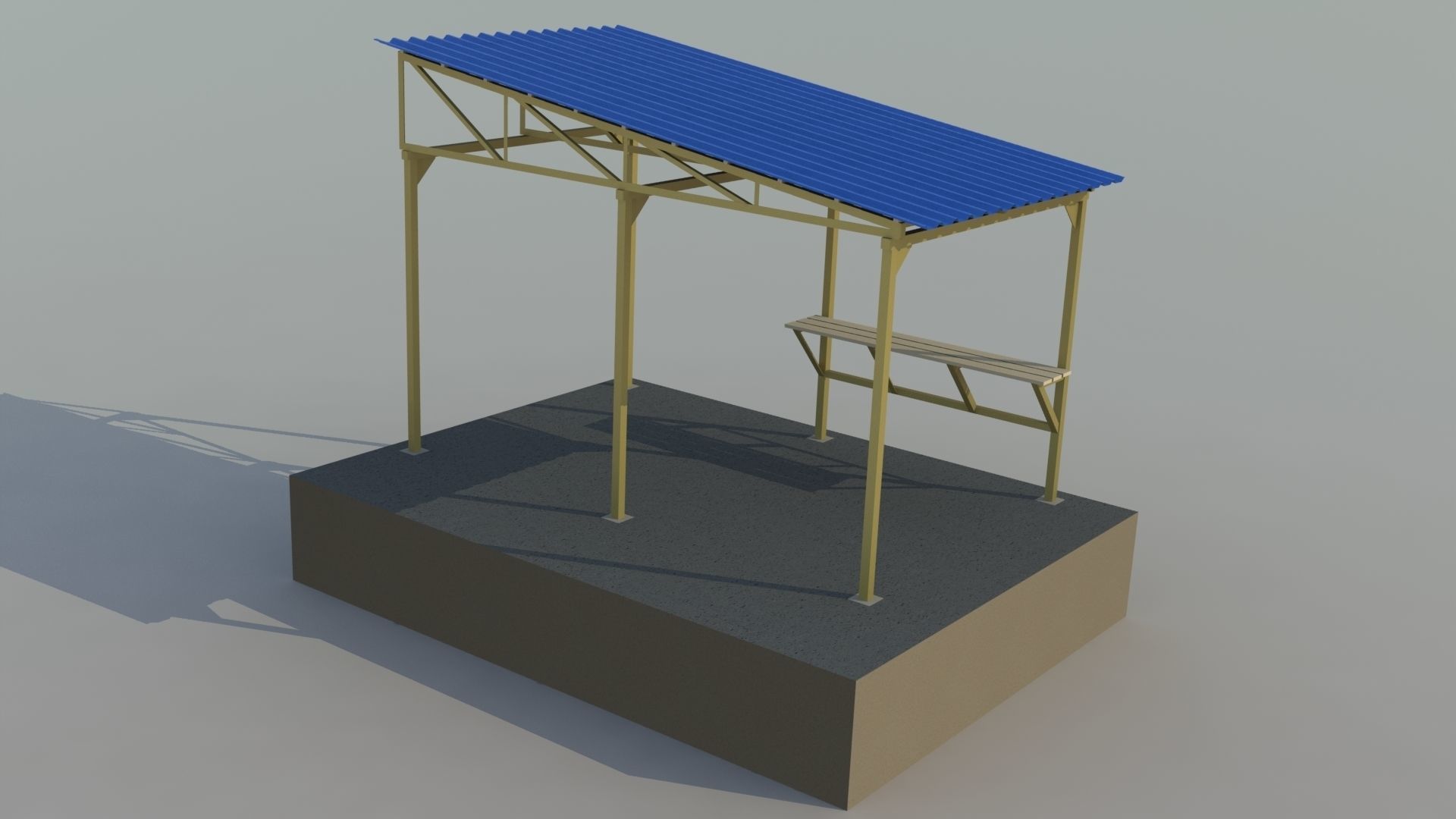 Metal shed Low-poly 3D model_1