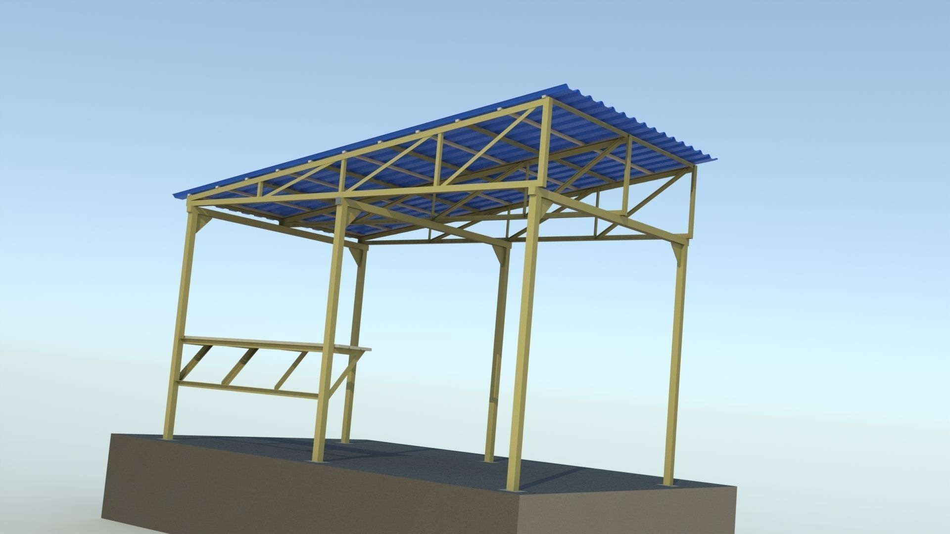 Metal shed Low-poly 3D model_5