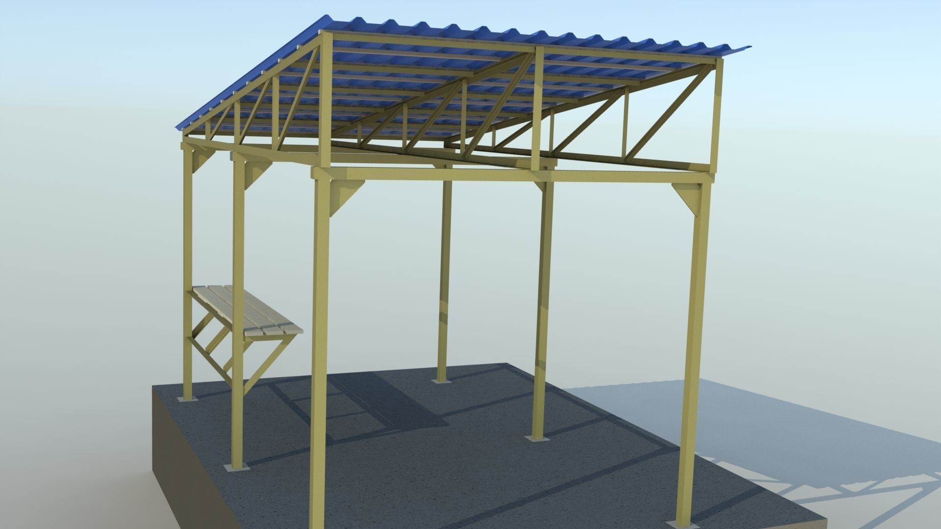 Metal shed Low-poly 3D model_6