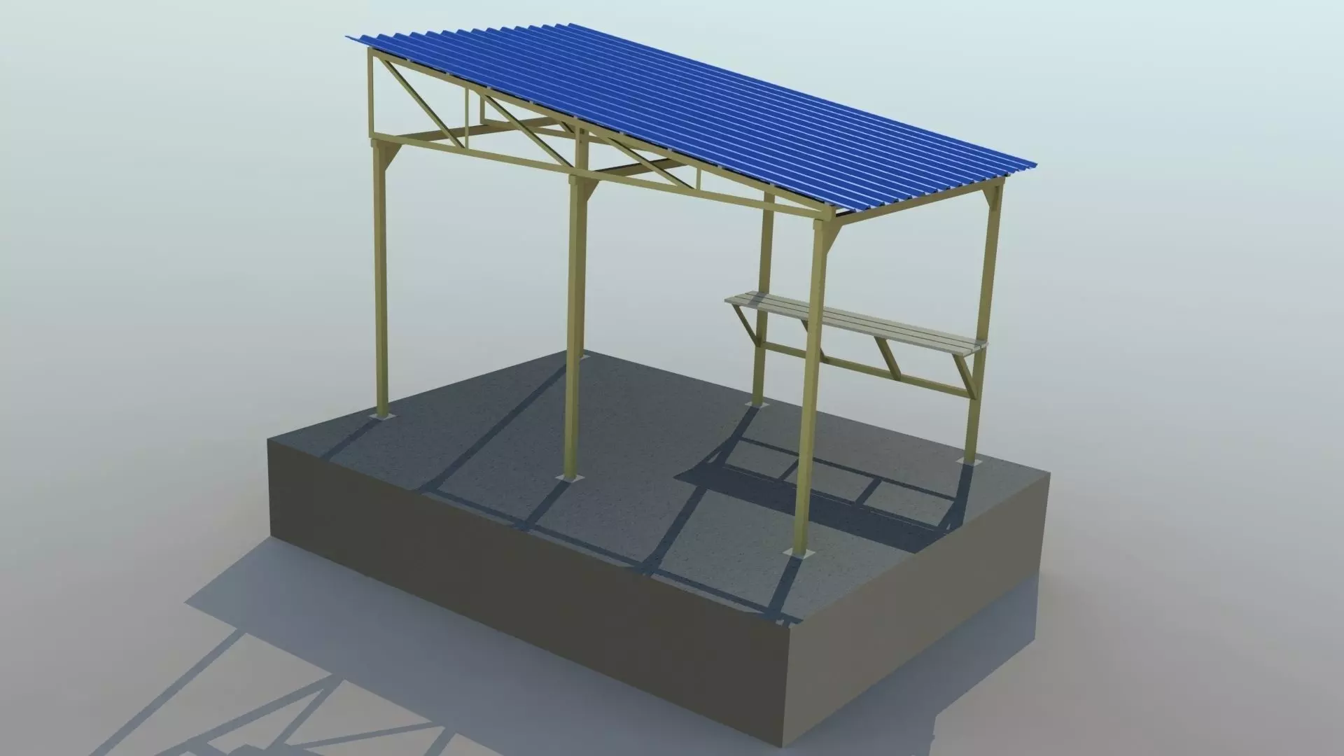 Metal shed Low-poly 3D model_0