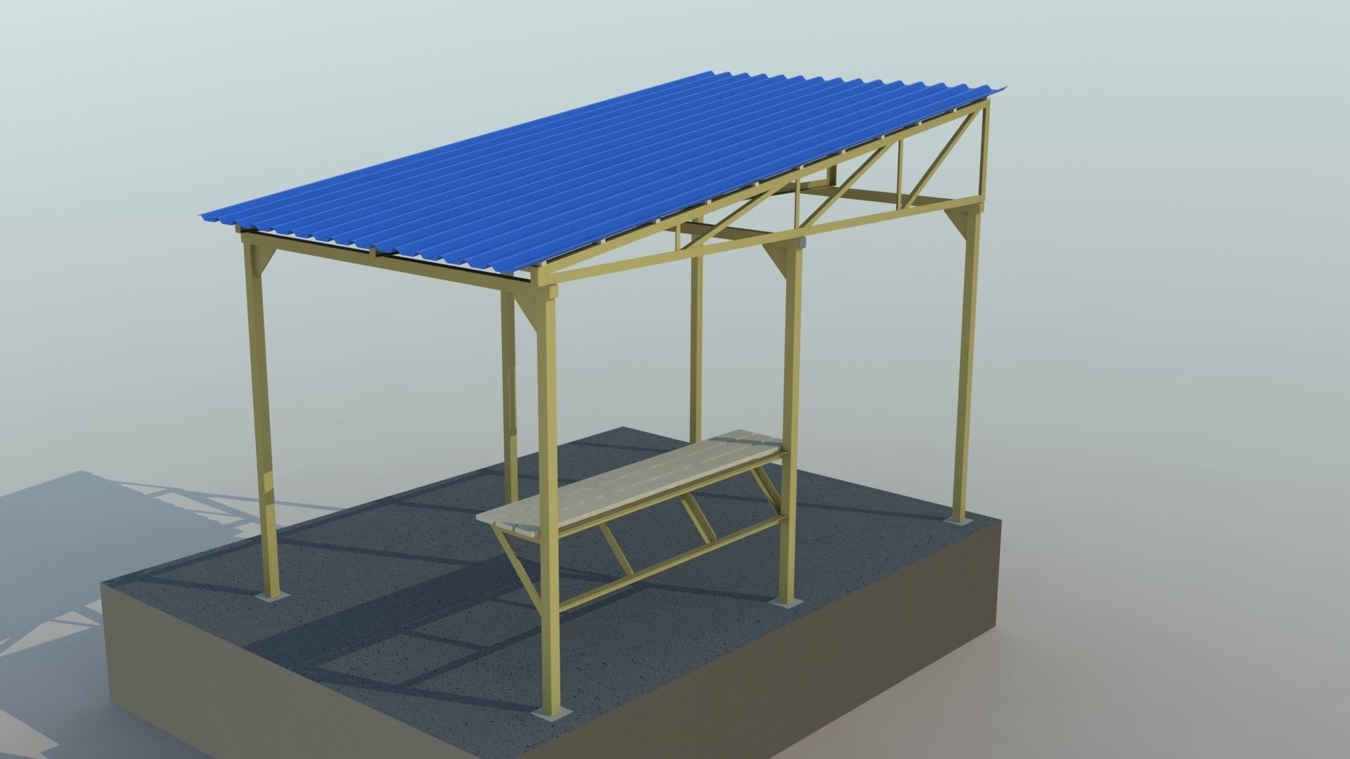 Metal shed Low-poly 3D model_2