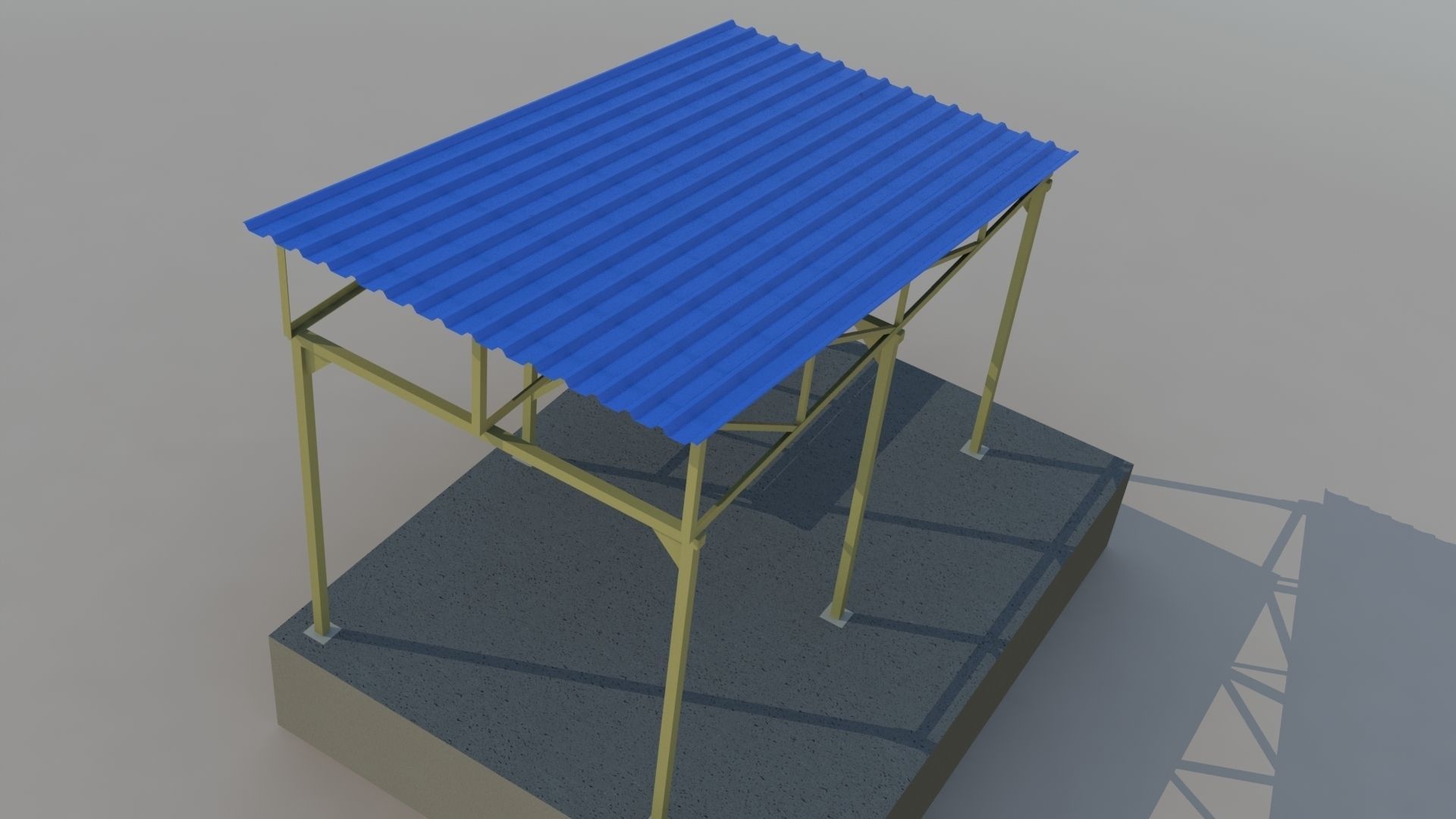 Metal shed Low-poly 3D model_3