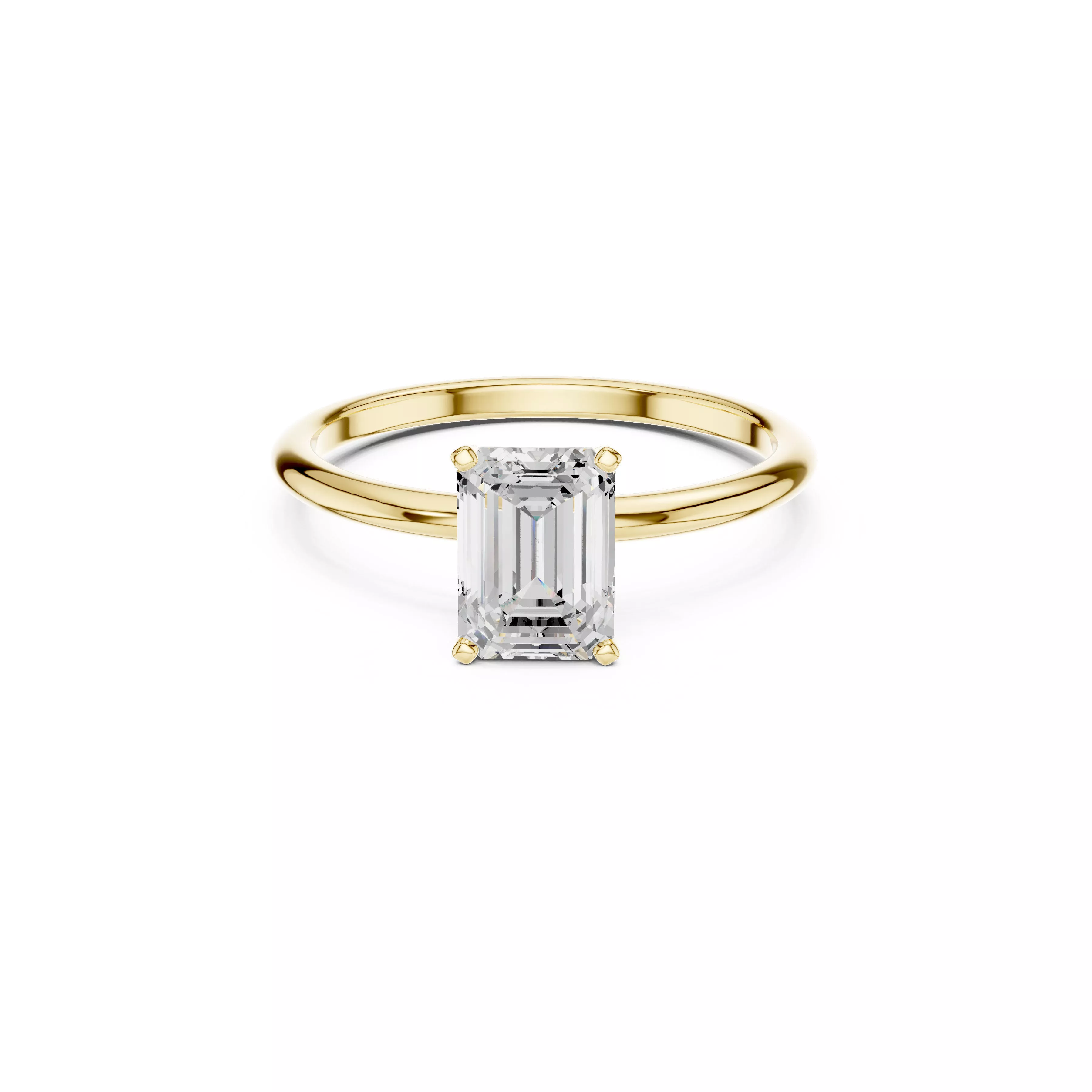 Emerald Cut Solitaire Engagement Ring CAD 3D print model