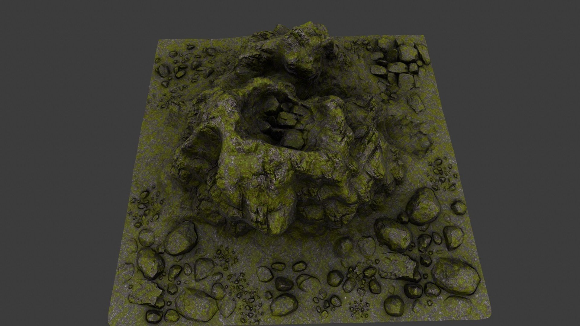 Rock grassy area with rocks 3D model_2