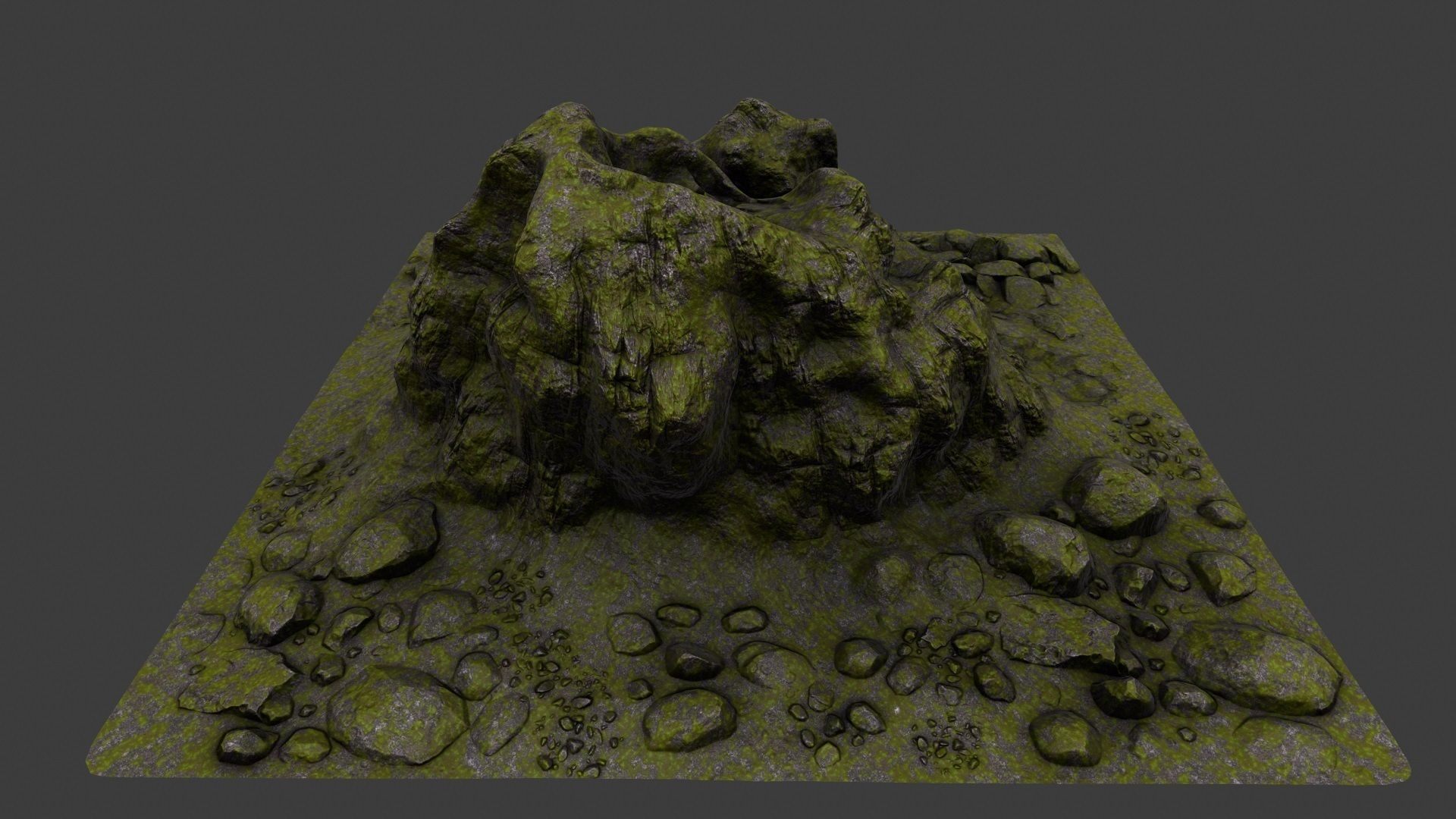 Rock grassy area with rocks 3D model_9