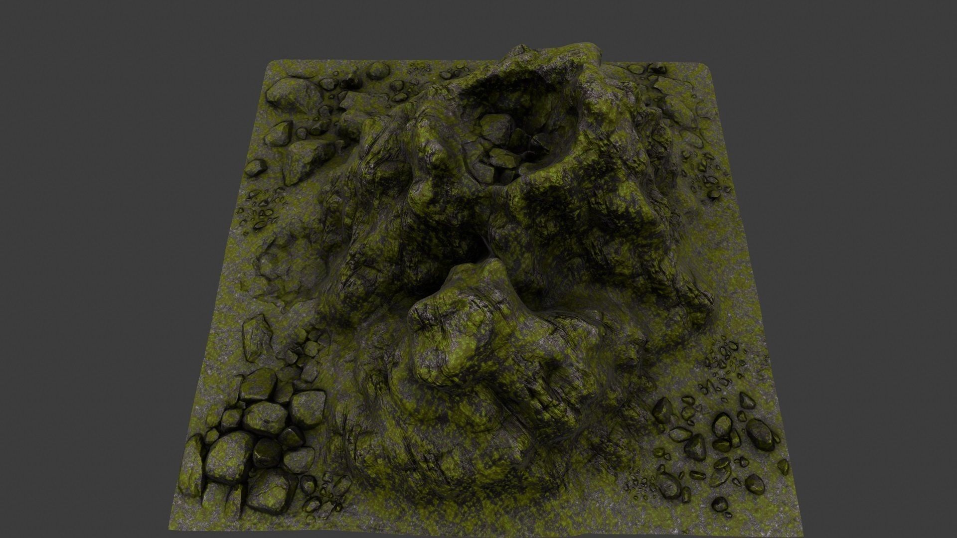 Rock grassy area with rocks 3D model_8