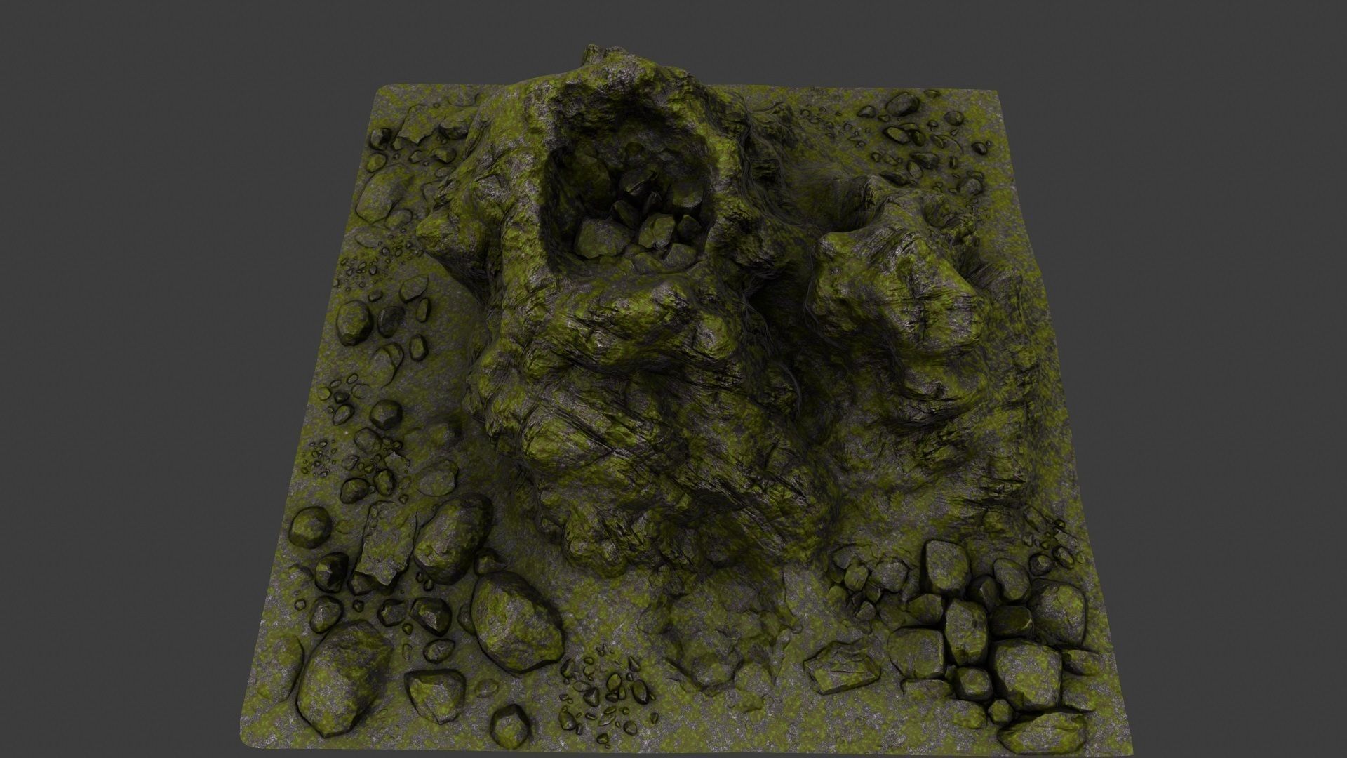 Rock grassy area with rocks 3D model_4