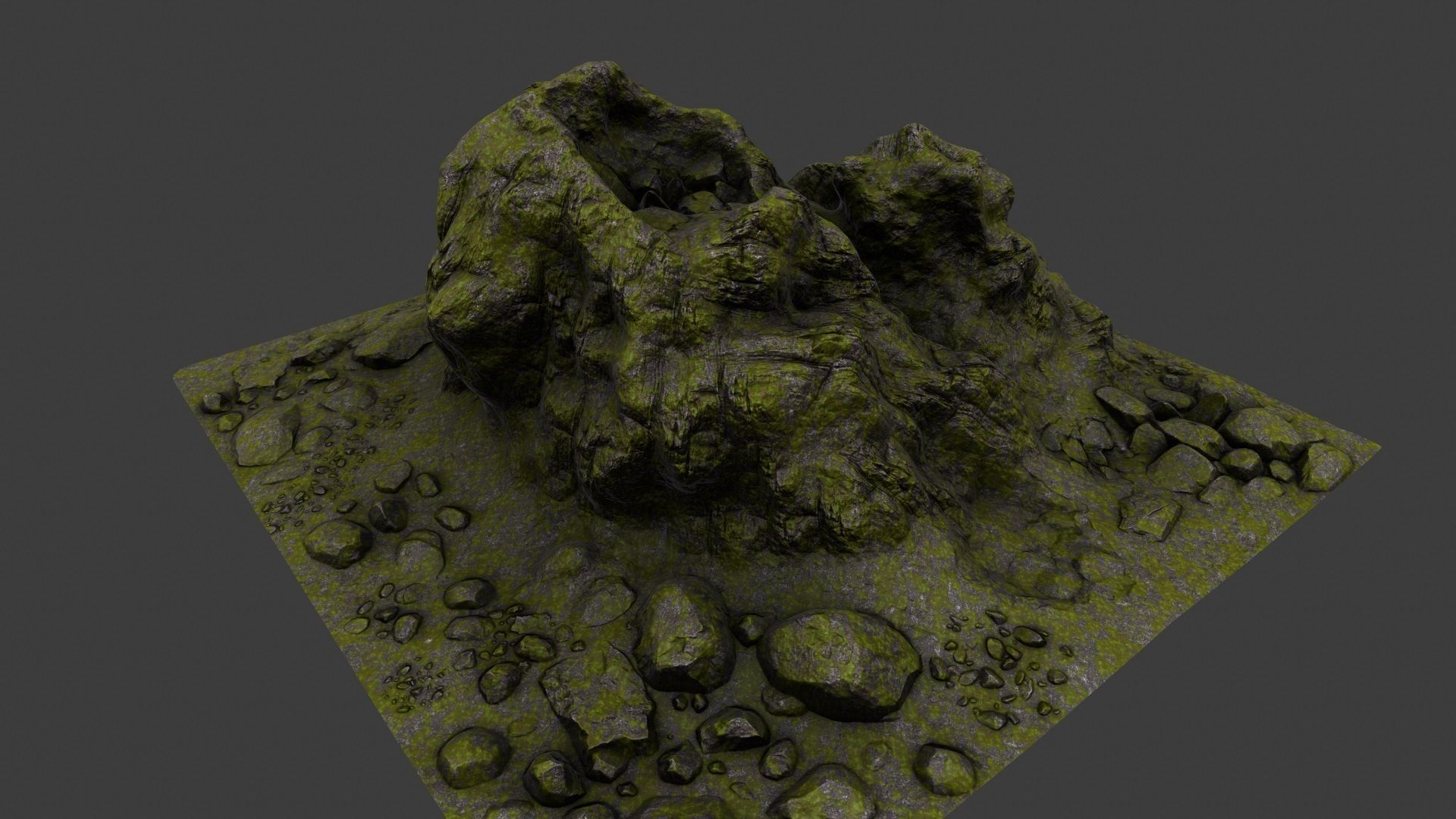 Rock grassy area with rocks 3D model_11