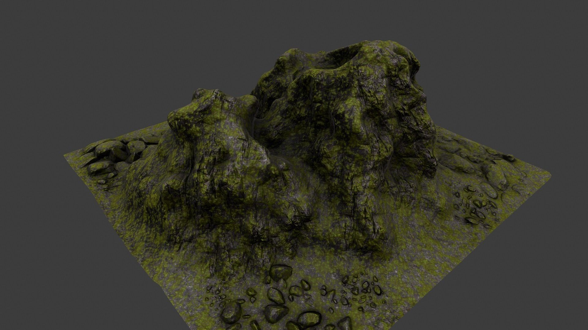 Rock grassy area with rocks 3D model_3