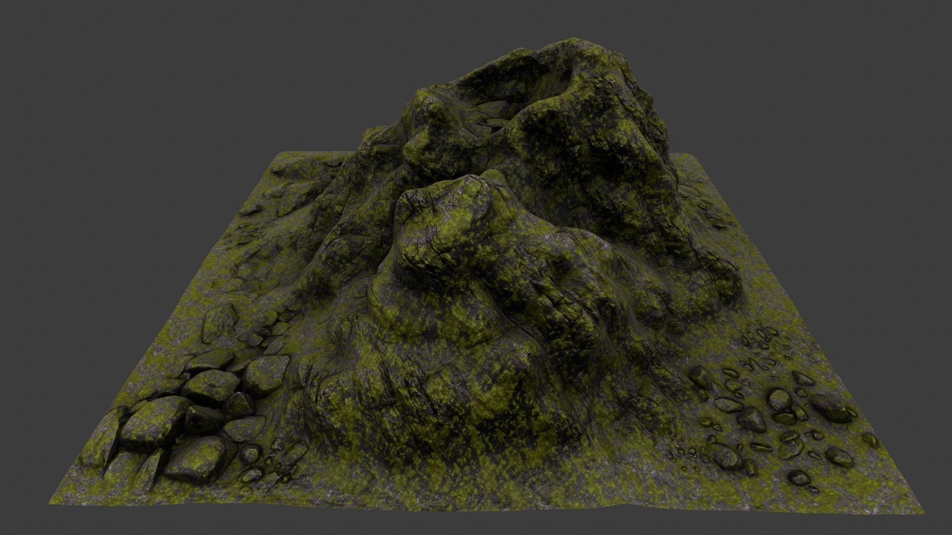 Rock grassy area with rocks 3D model_7