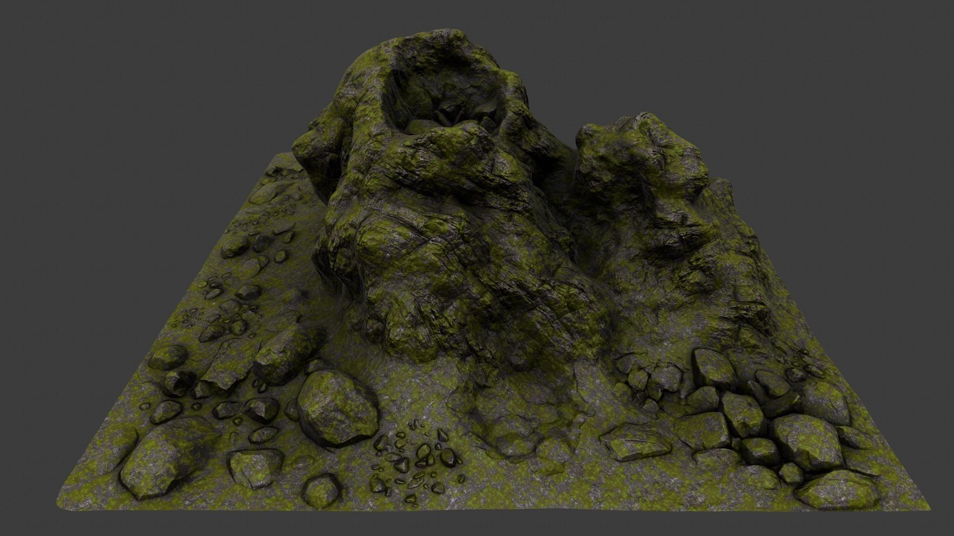 Rock grassy area with rocks 3D model_1