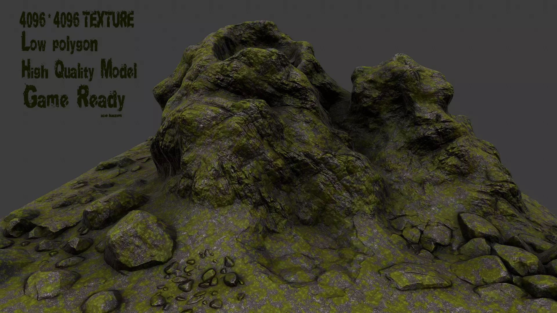 Rock grassy area with rocks 3D model_0