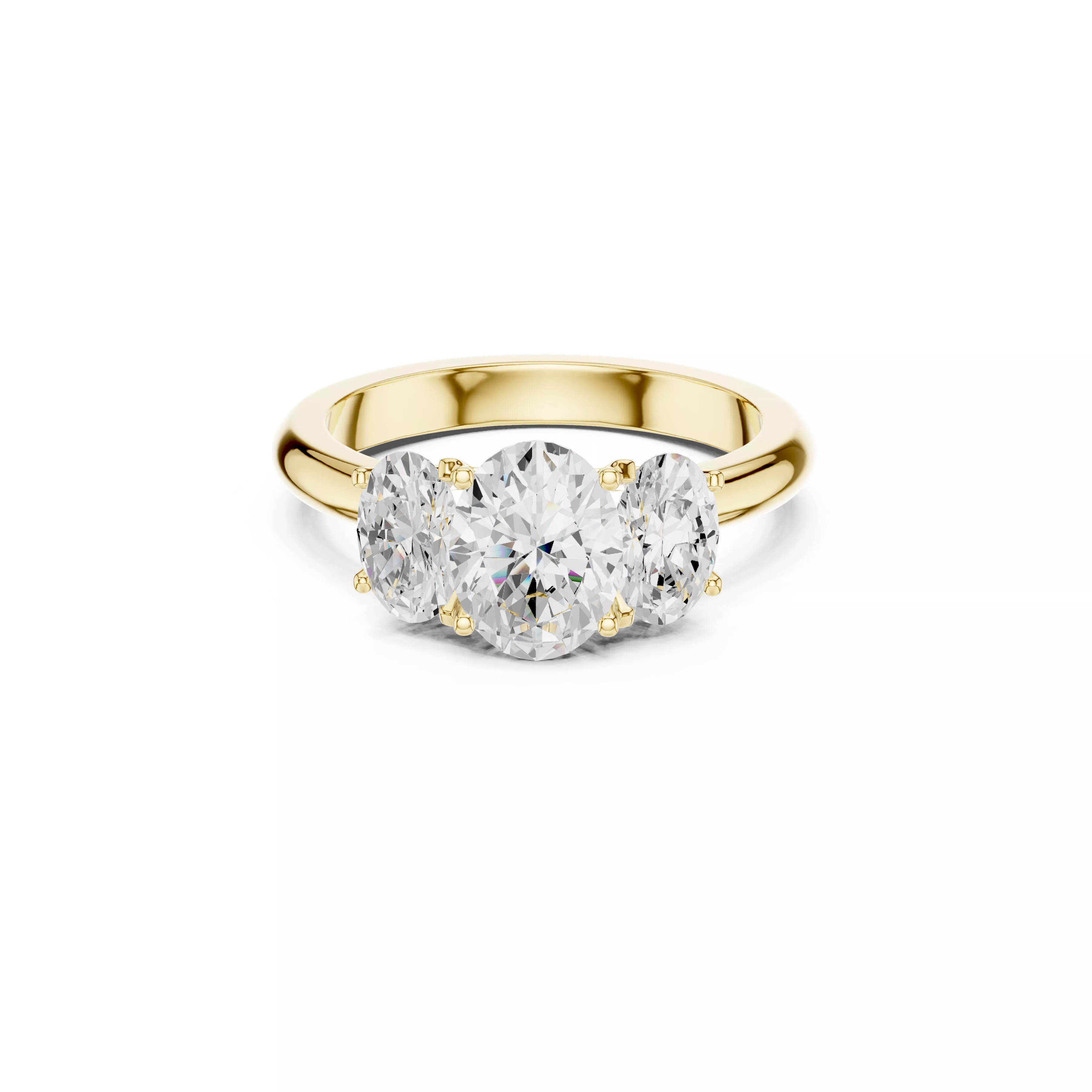 Three Stone Oval Diamond Engagement Ring 3D print model