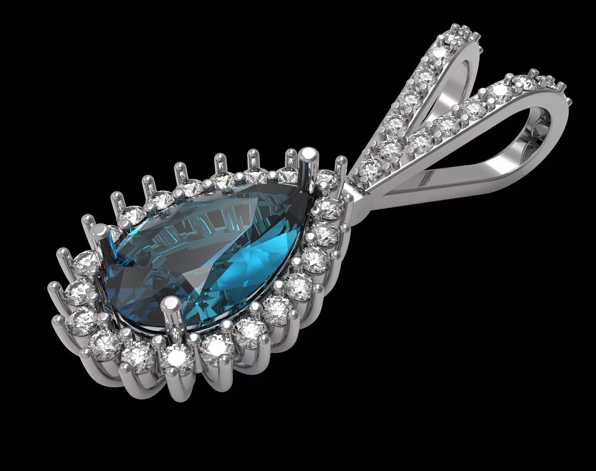Vintage Pear topaz pendant necklace 3D print model