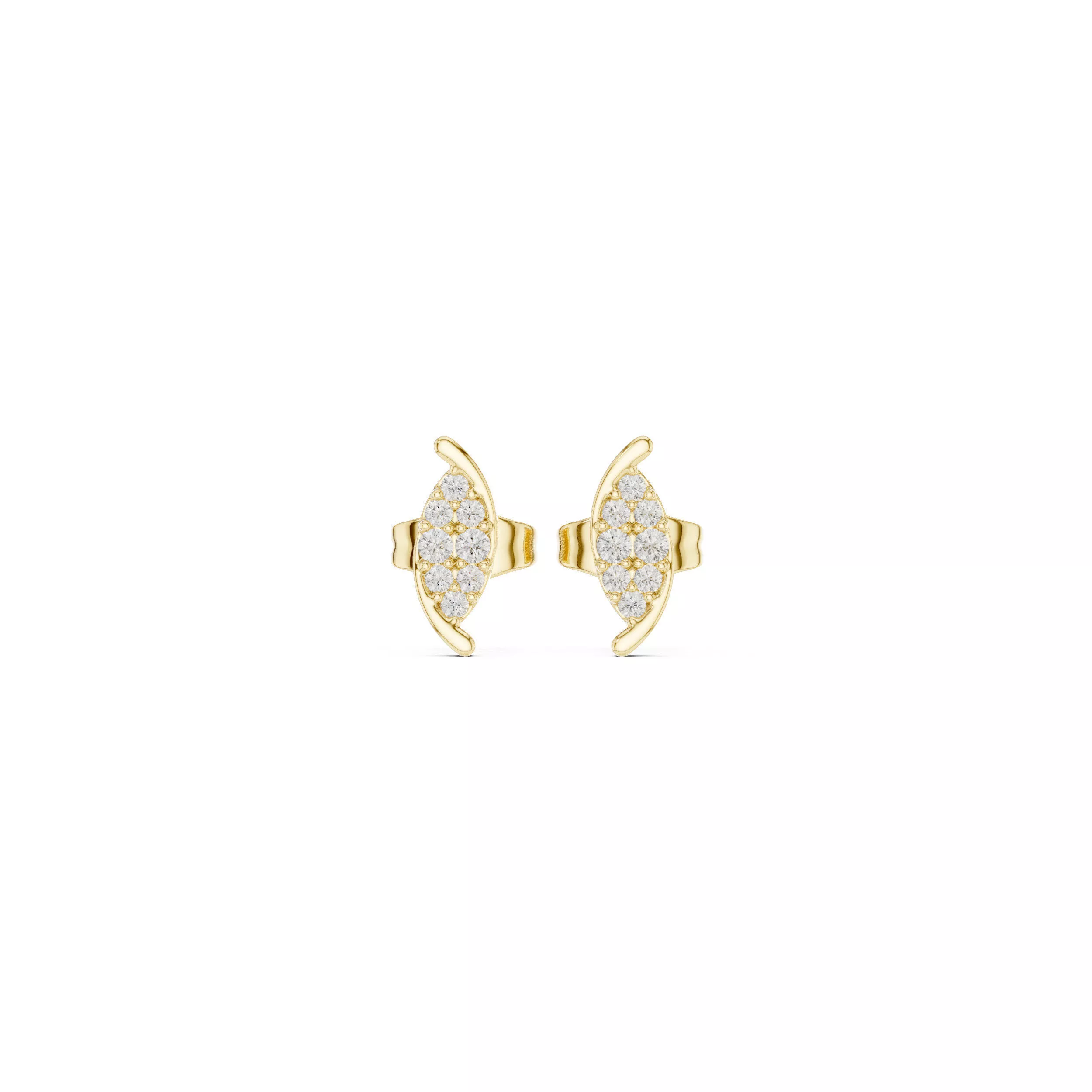 Marquise Diamond Cluster Stud Earrings 3D print model