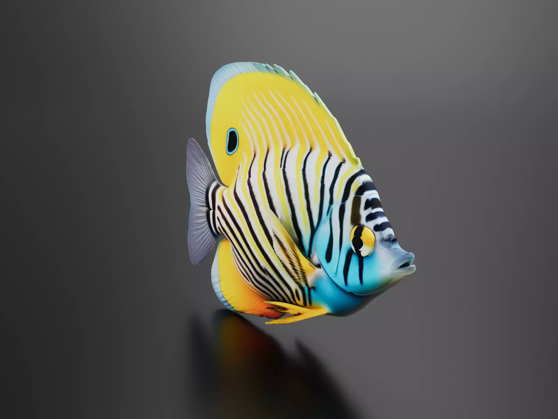 Threadfin Butterfly Fish 3D print model