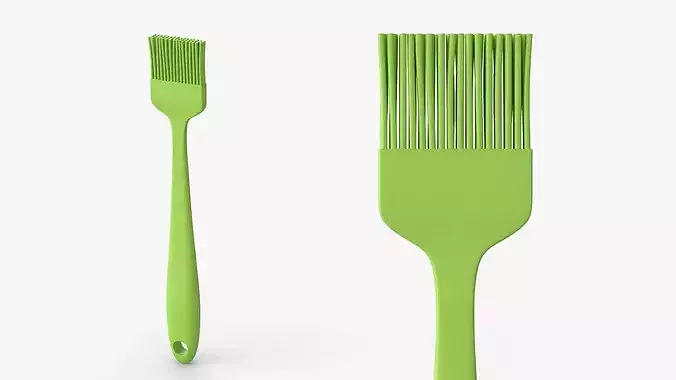 Silicone Basting Brush Kitchen Tool Green 3D model 2