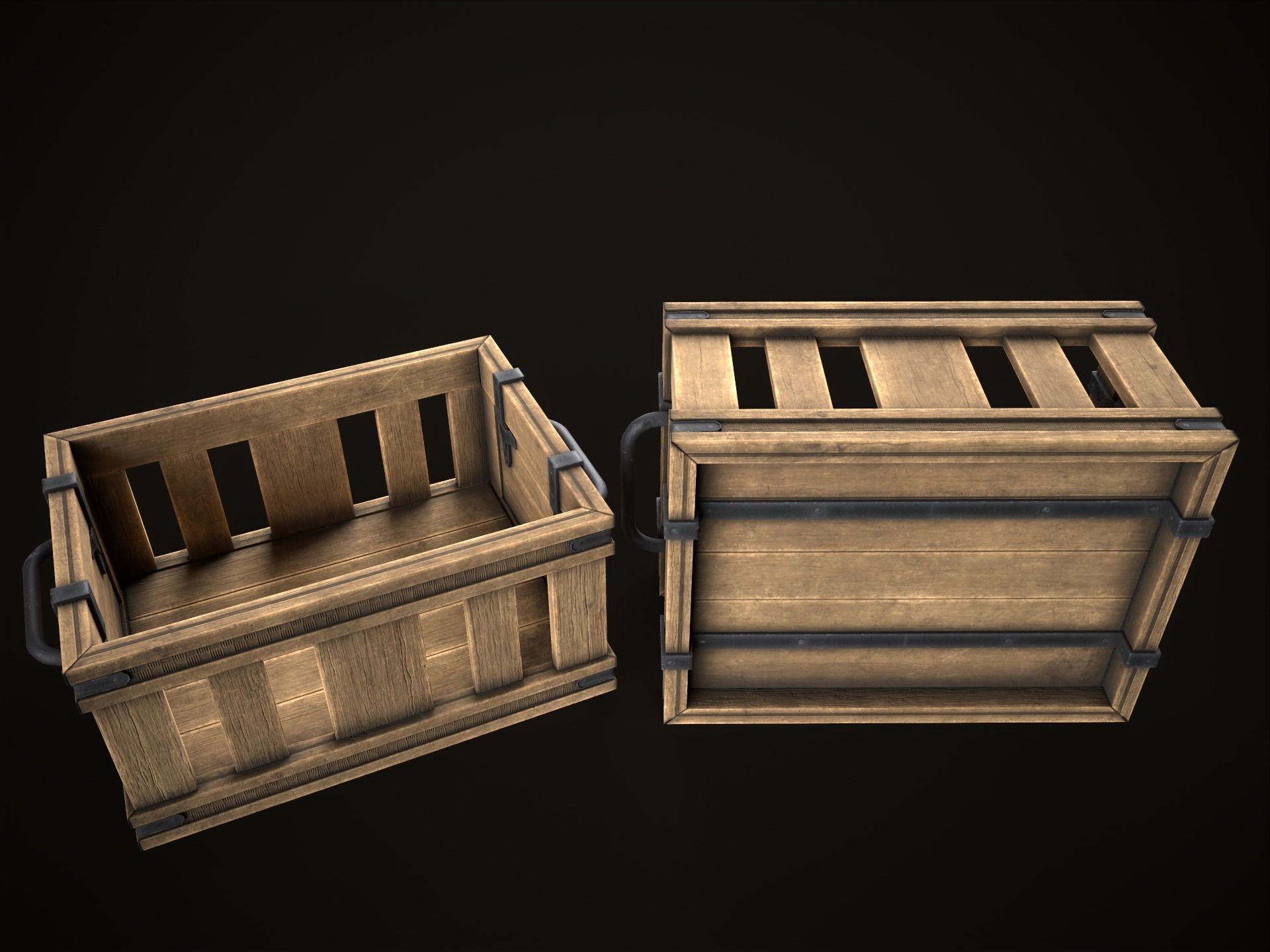 Game Ready Wooden Crate Low-poly 3D model_2