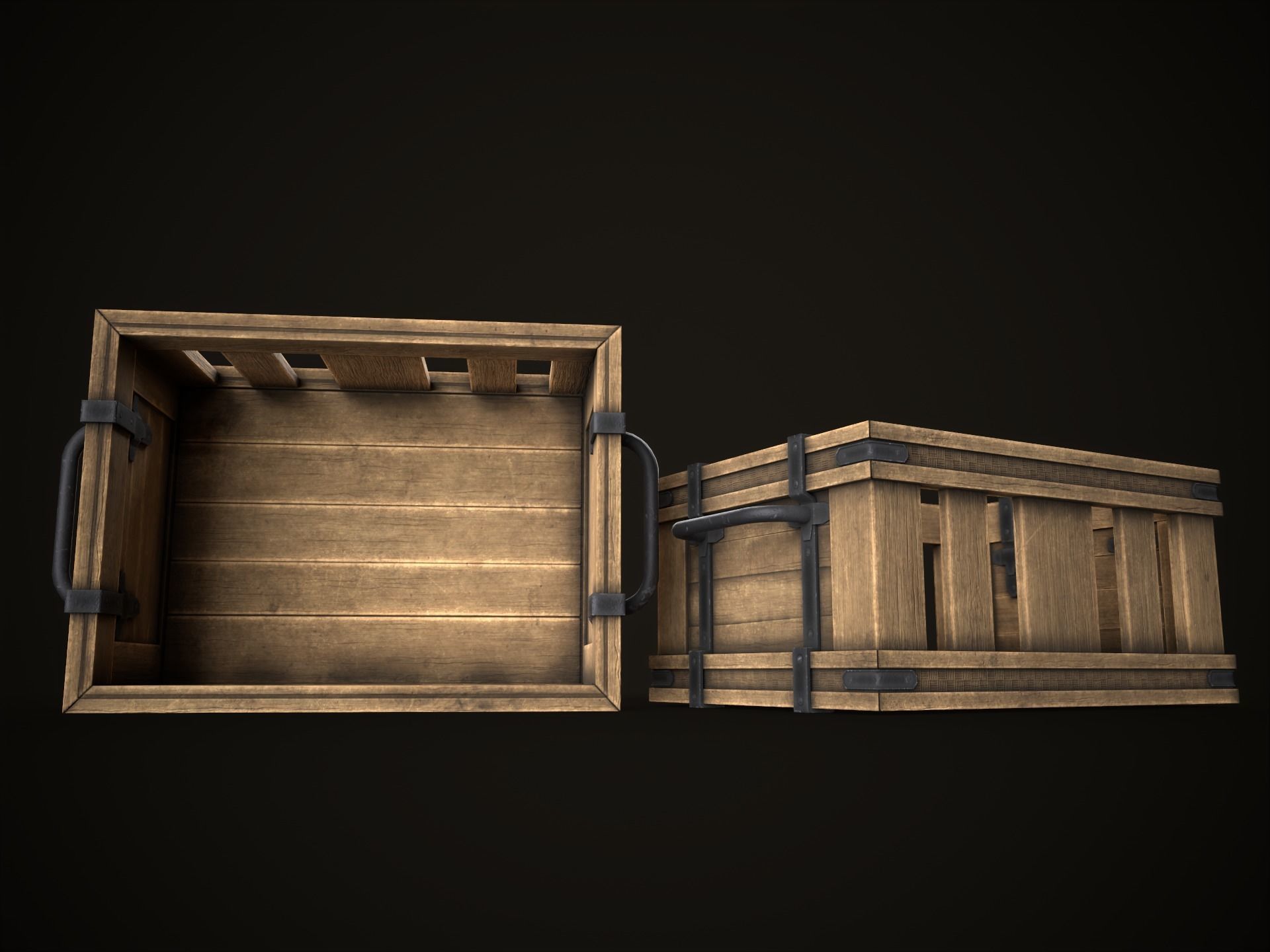 Game Ready Wooden Crate Low-poly 3D model_17