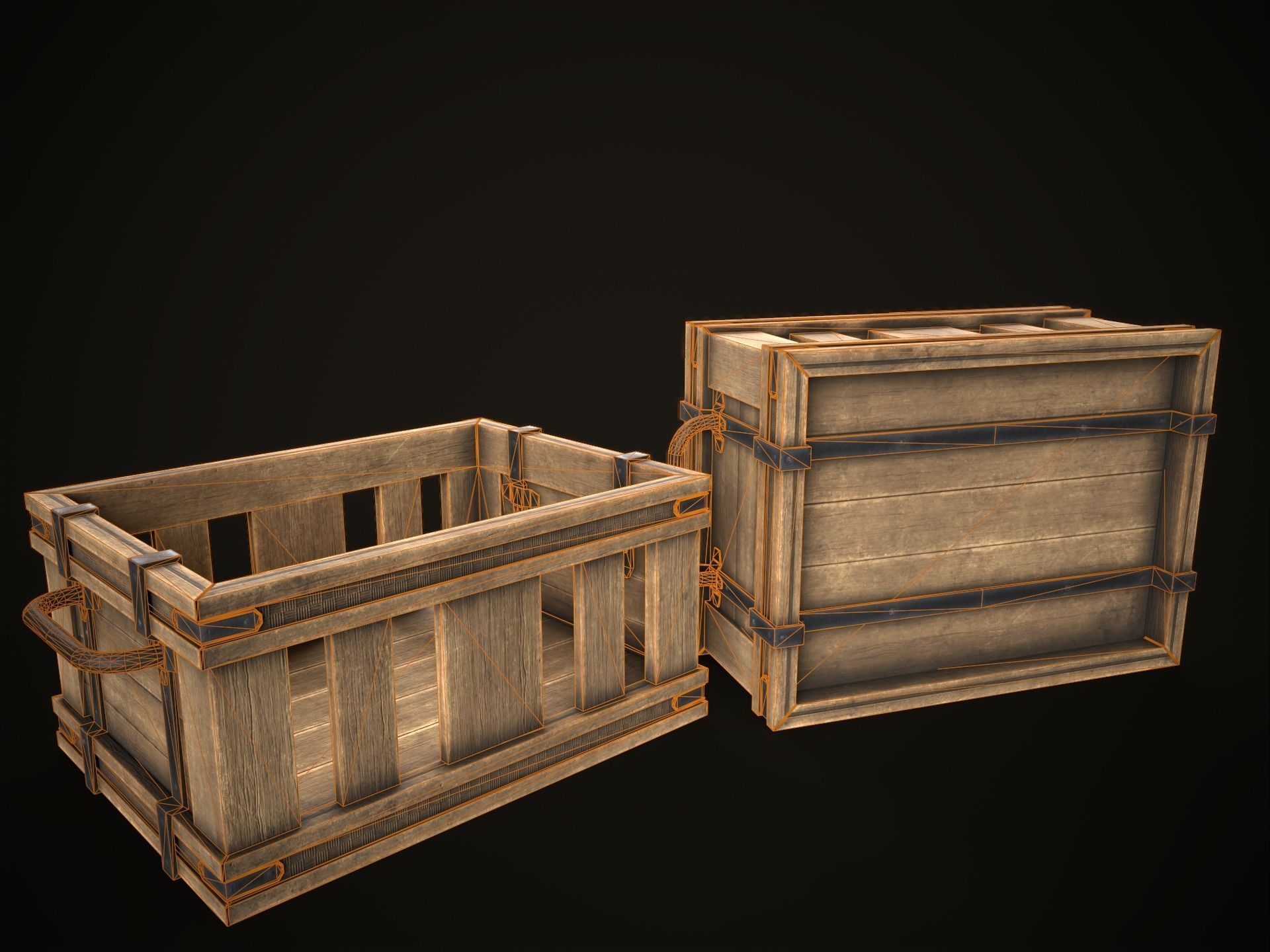 Game Ready Wooden Crate Low-poly 3D model_6