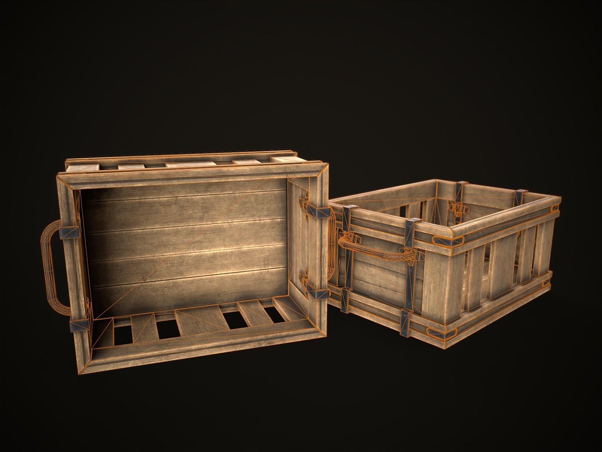 Game Ready Wooden Crate Low-poly 3D model_4