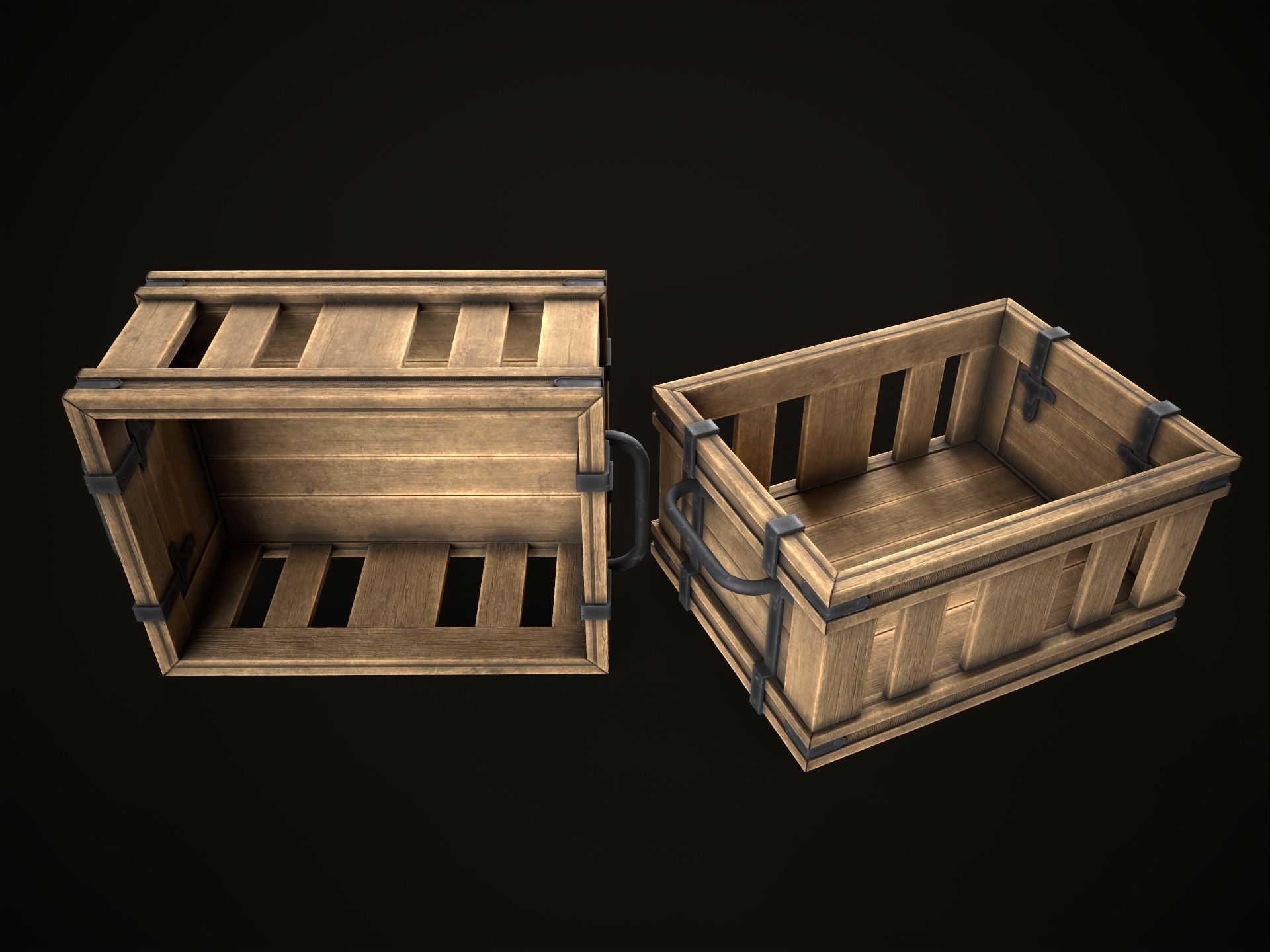 Game Ready Wooden Crate Low-poly 3D model_7