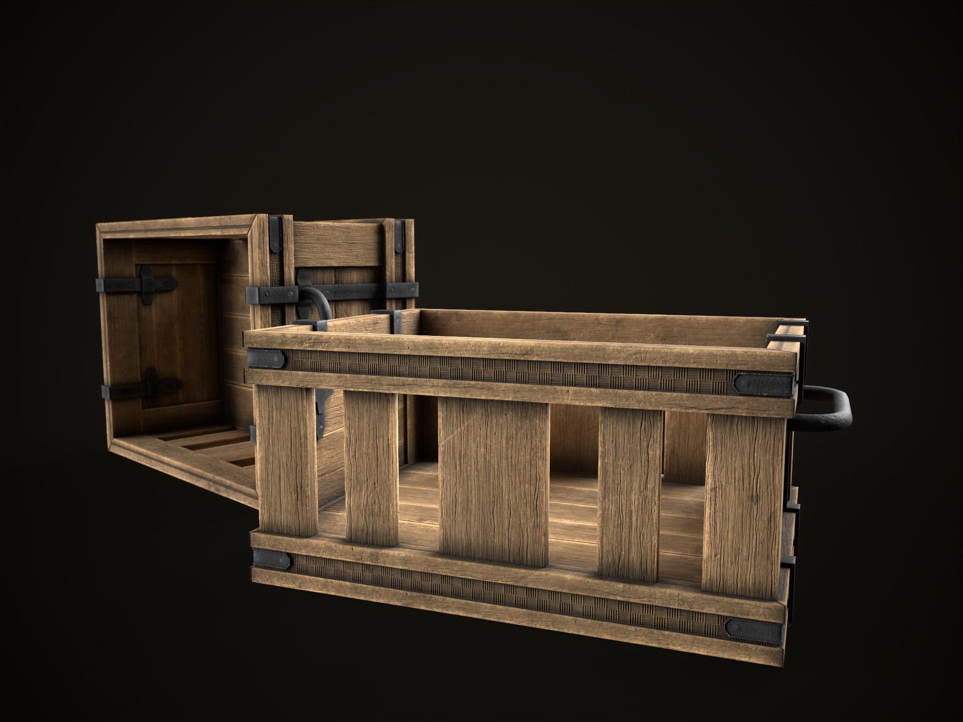 Game Ready Wooden Crate Low-poly 3D model_11