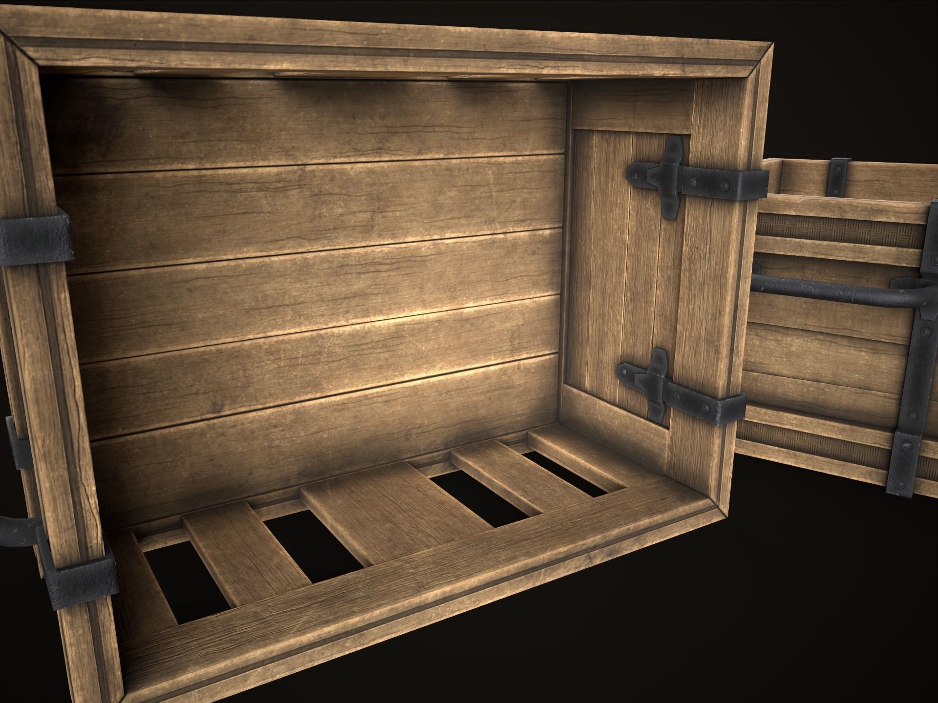 Game Ready Wooden Crate Low-poly 3D model_19