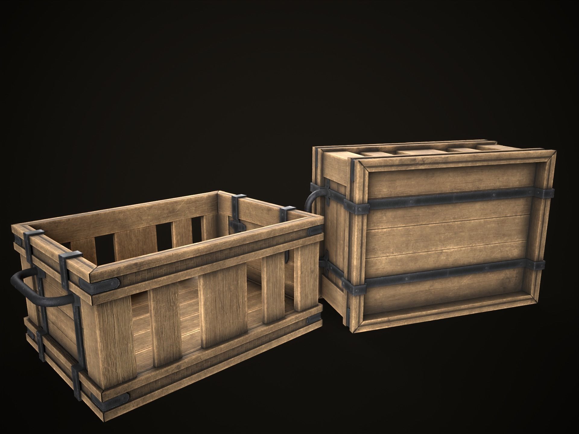 Game Ready Wooden Crate Low-poly 3D model_5