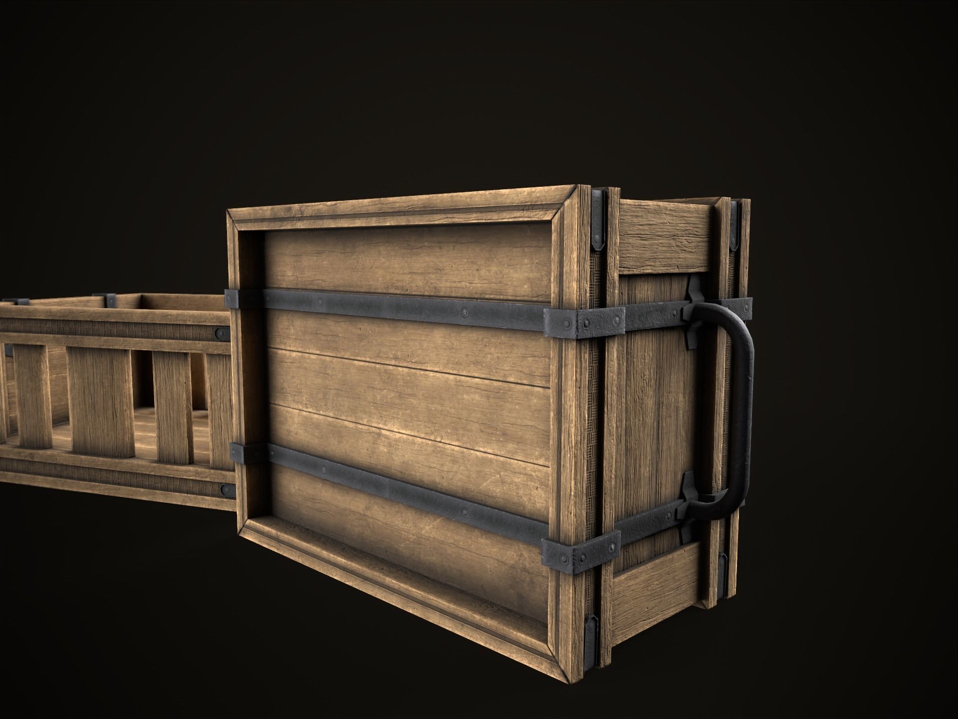 Game Ready Wooden Crate Low-poly 3D model_9