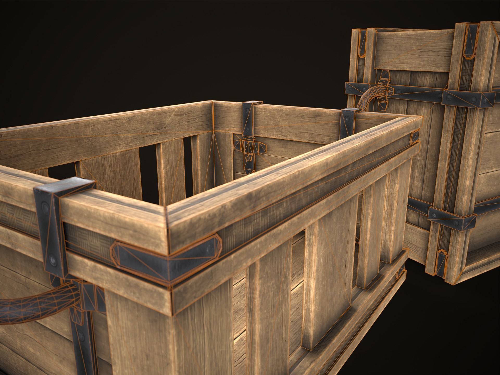 Game Ready Wooden Crate Low-poly 3D model_24
