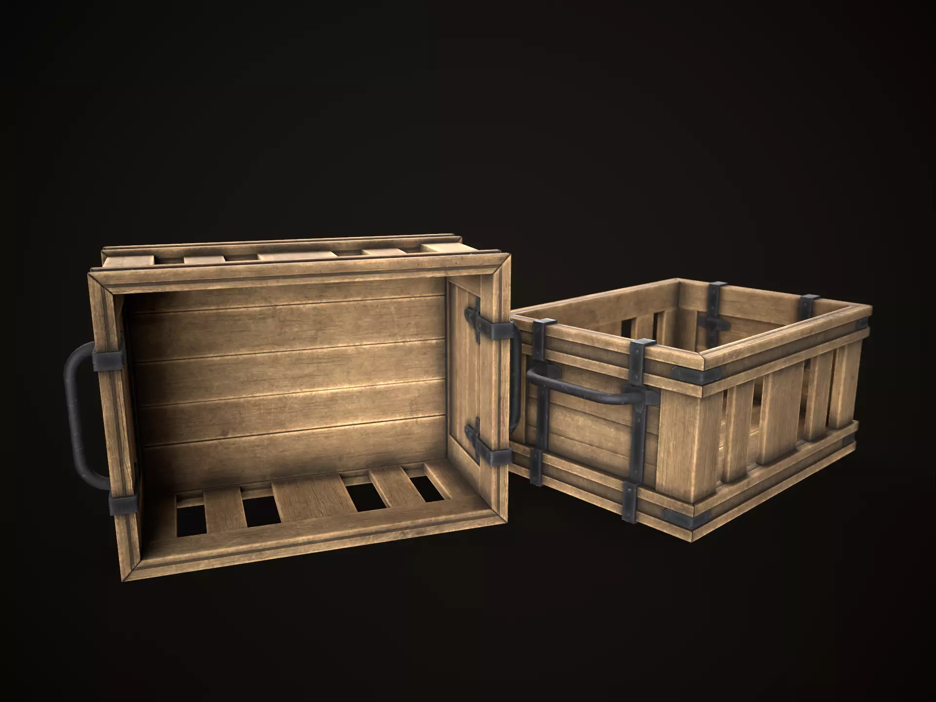 Game Ready Wooden Crate Low-poly 3D model_0