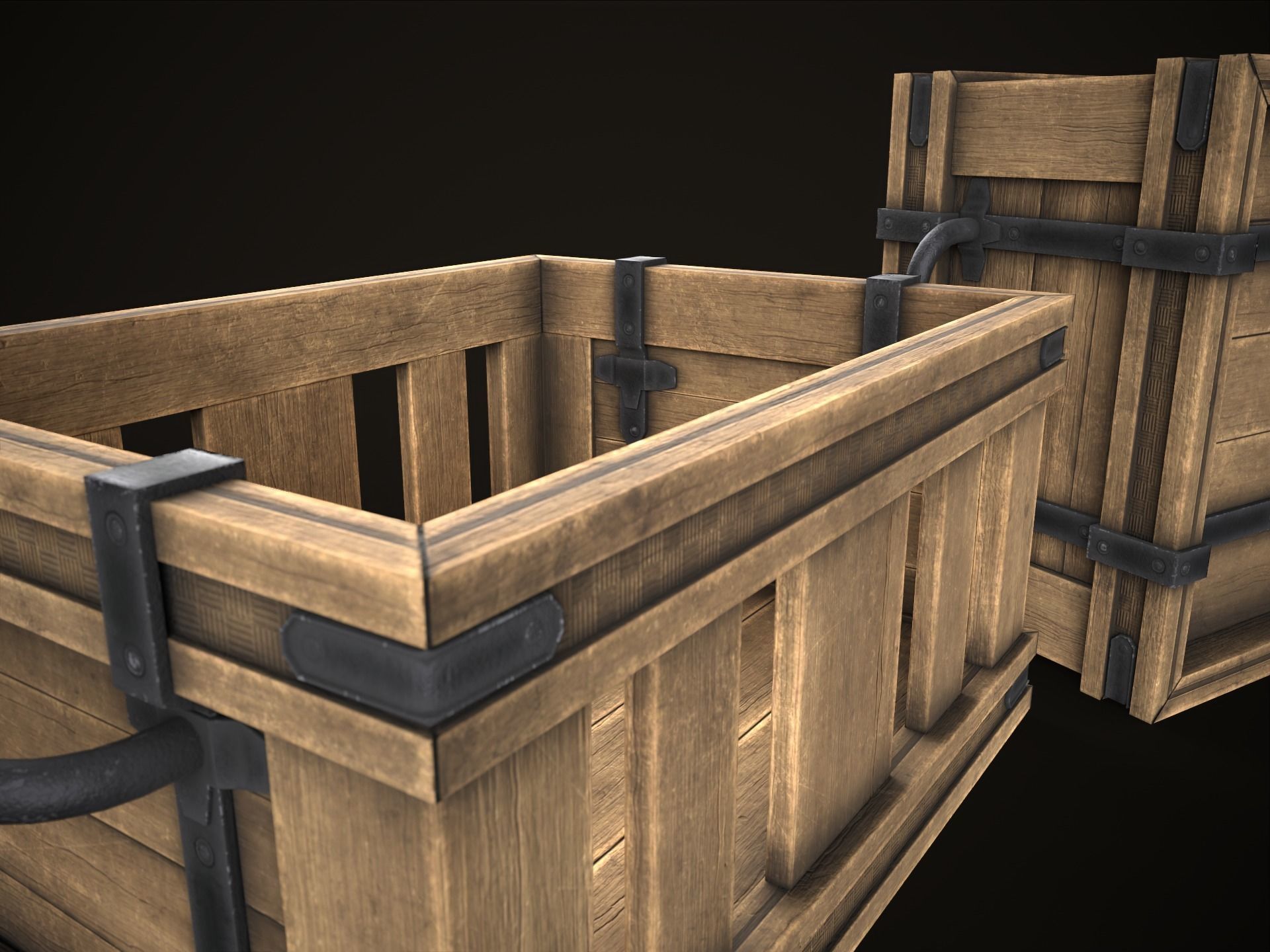 Game Ready Wooden Crate Low-poly 3D model_23
