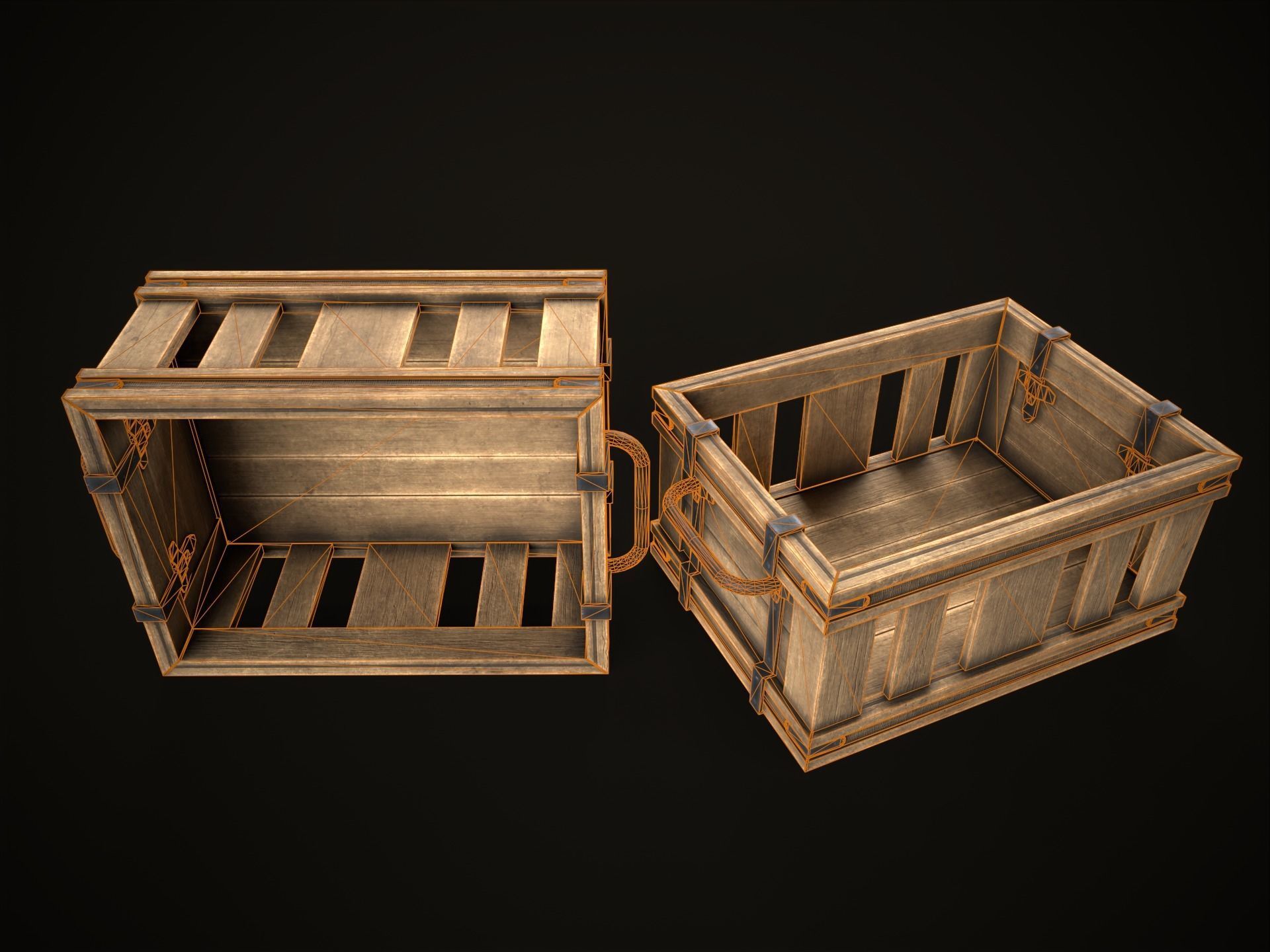 Game Ready Wooden Crate Low-poly 3D model_8